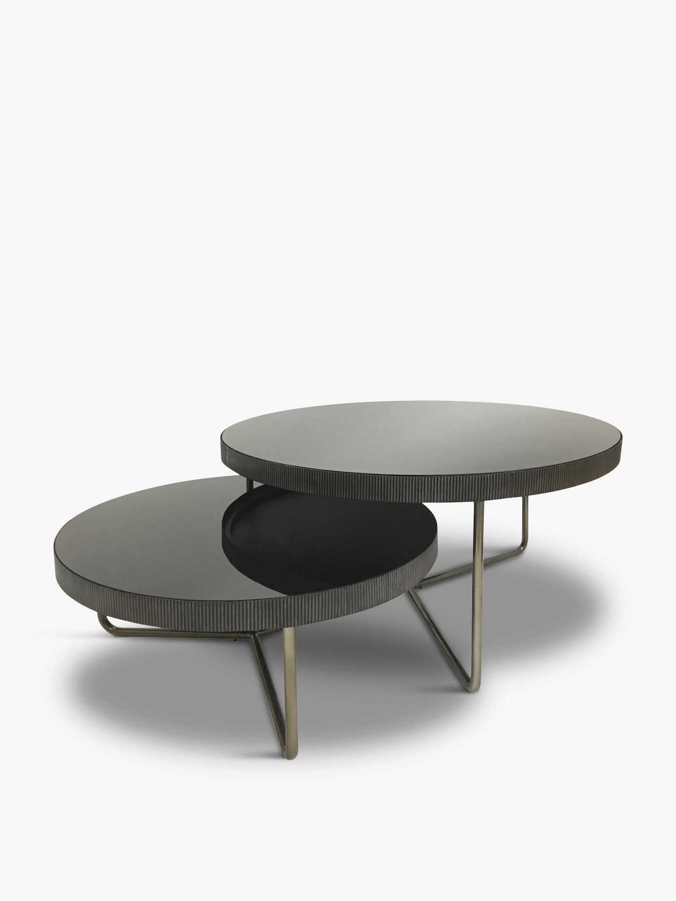 Knightsbridge Round Coffee Table Set of 2 with Tinted Glass