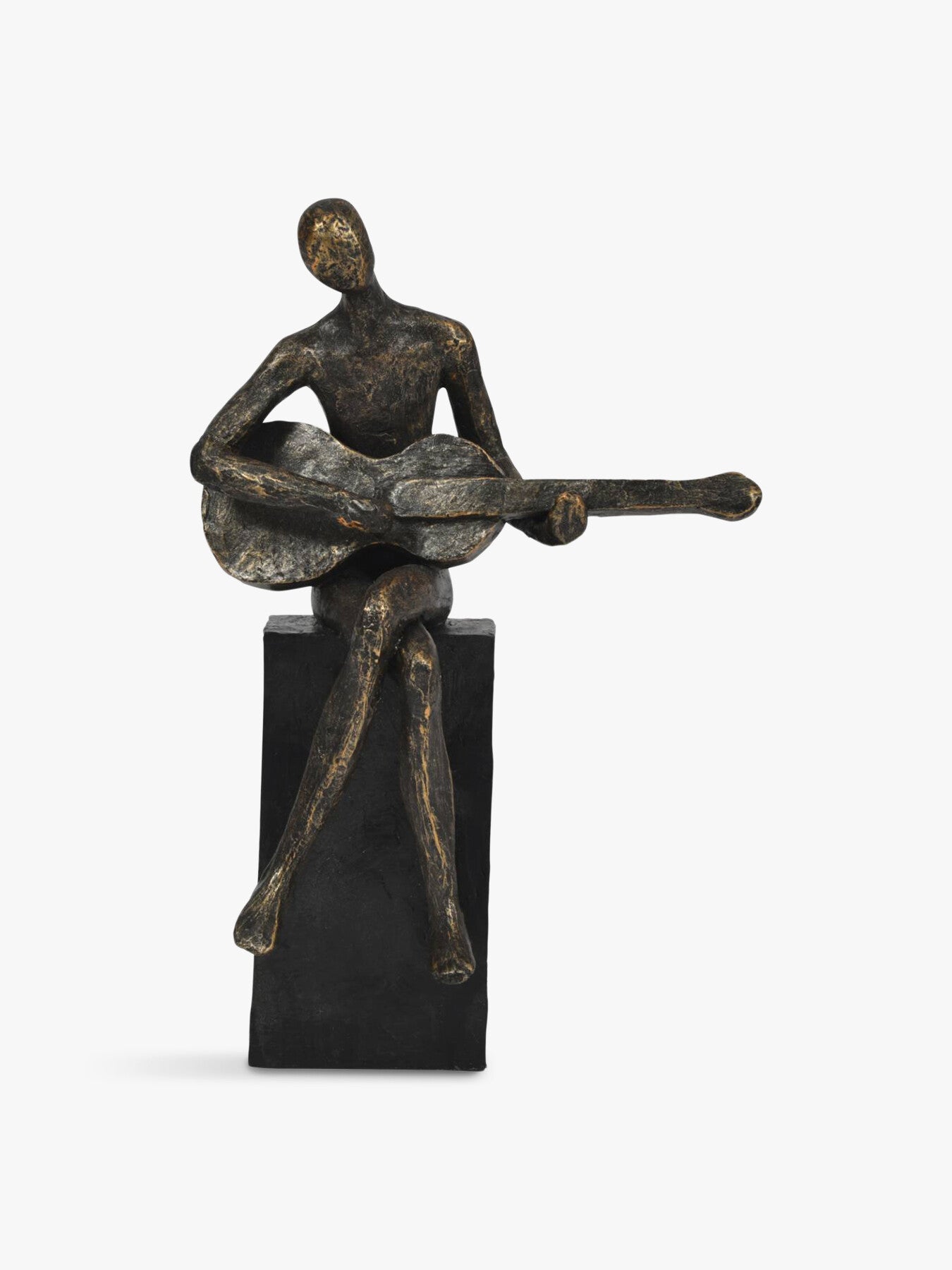Antique Edward Guitarist on Block Sculpture