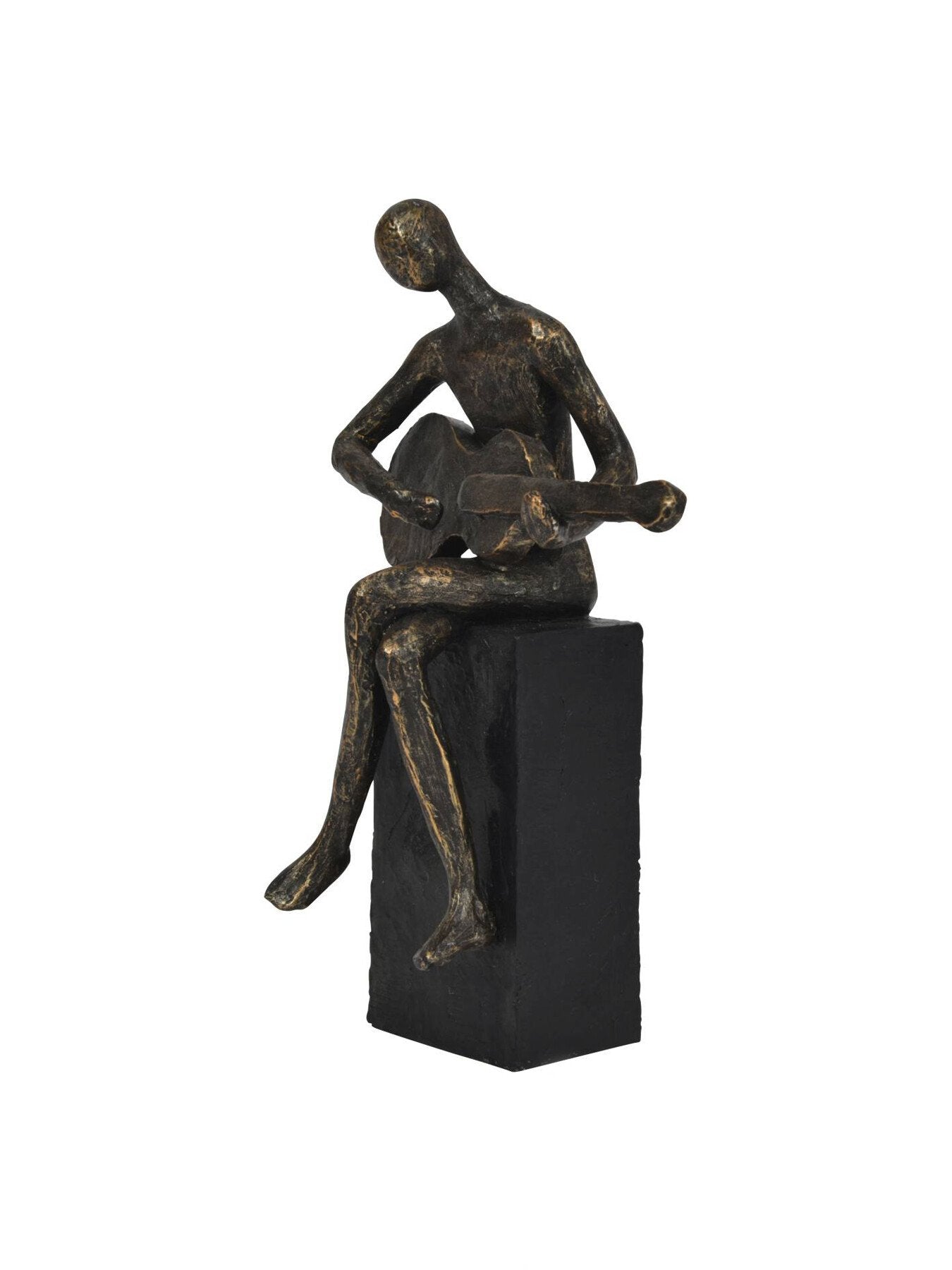 Antique Edward Guitarist on Block Sculpture