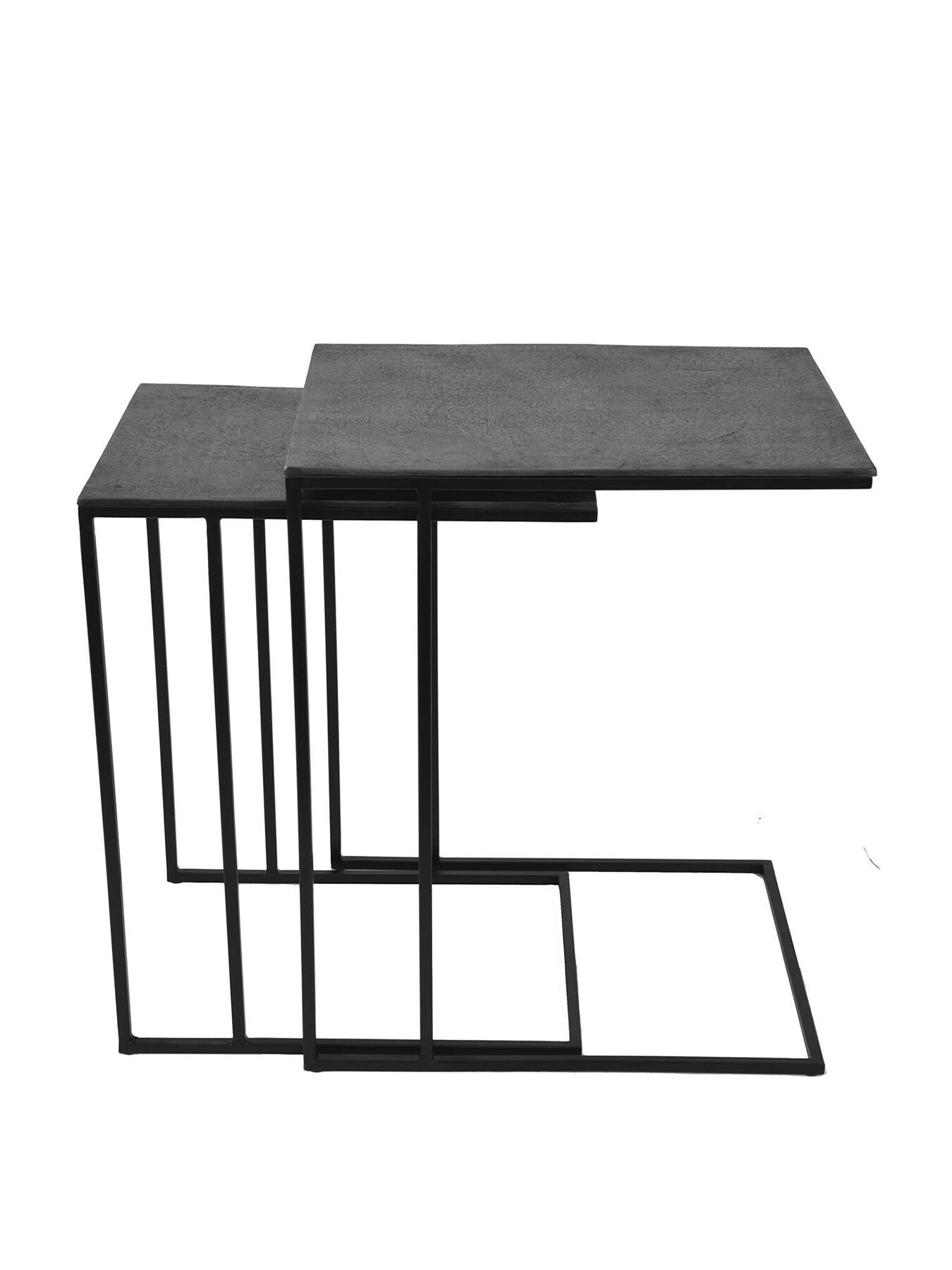 Luna Graphite Textured Aluminium Set of 2 Side Tables