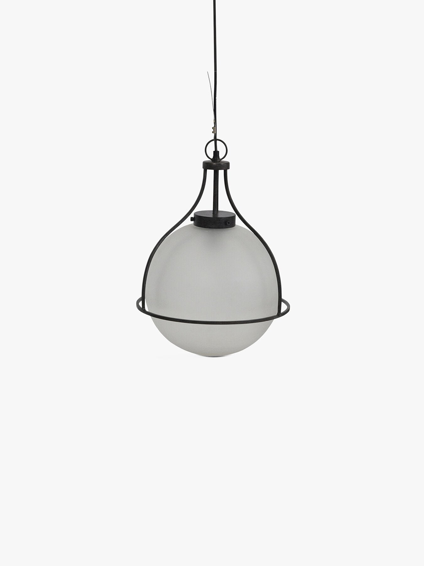 Jupiter Globe Pendant Oak Wood Finish Frosted Glass