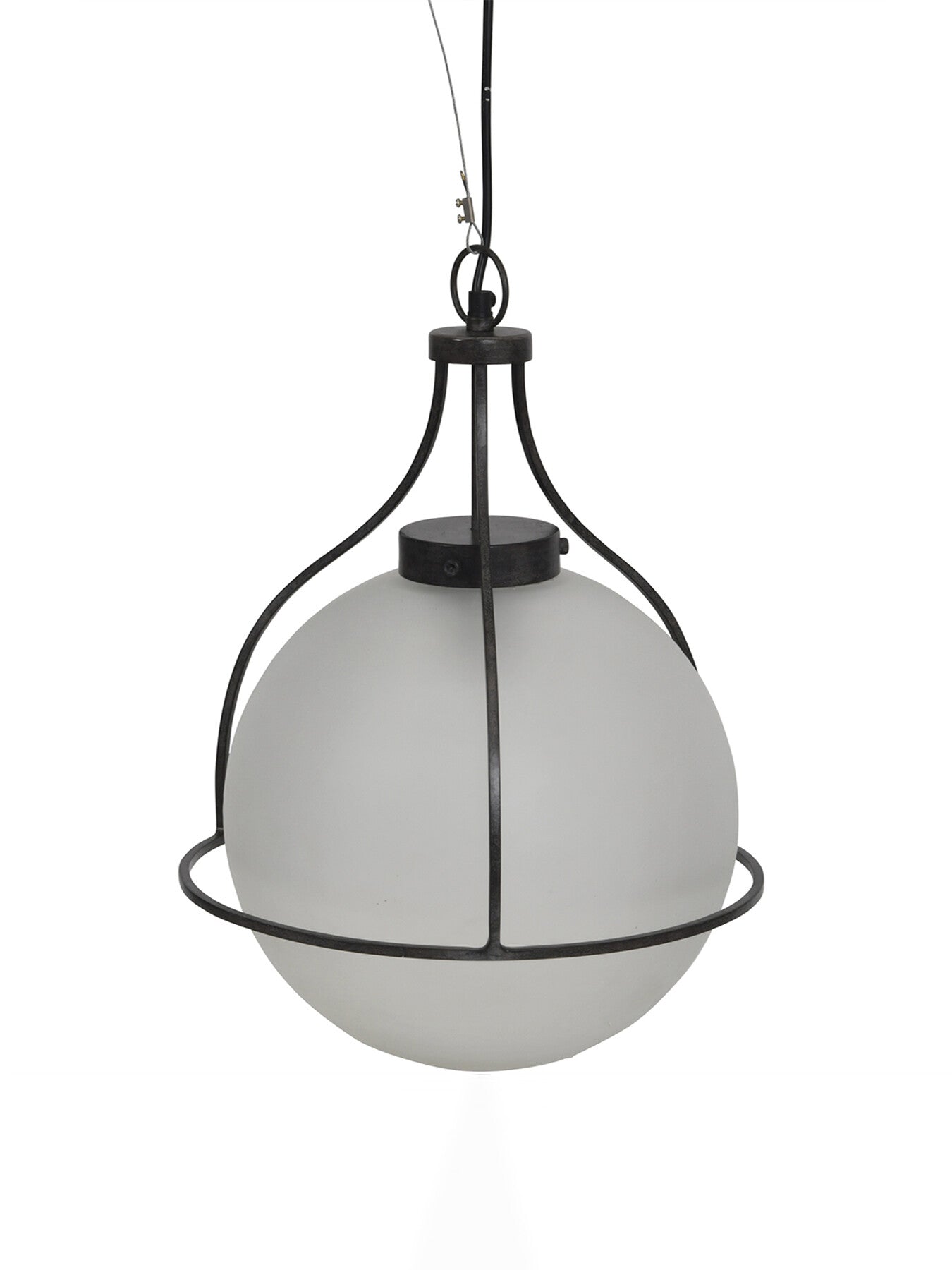 Jupiter Globe Pendant Oak Wood Finish Frosted Glass