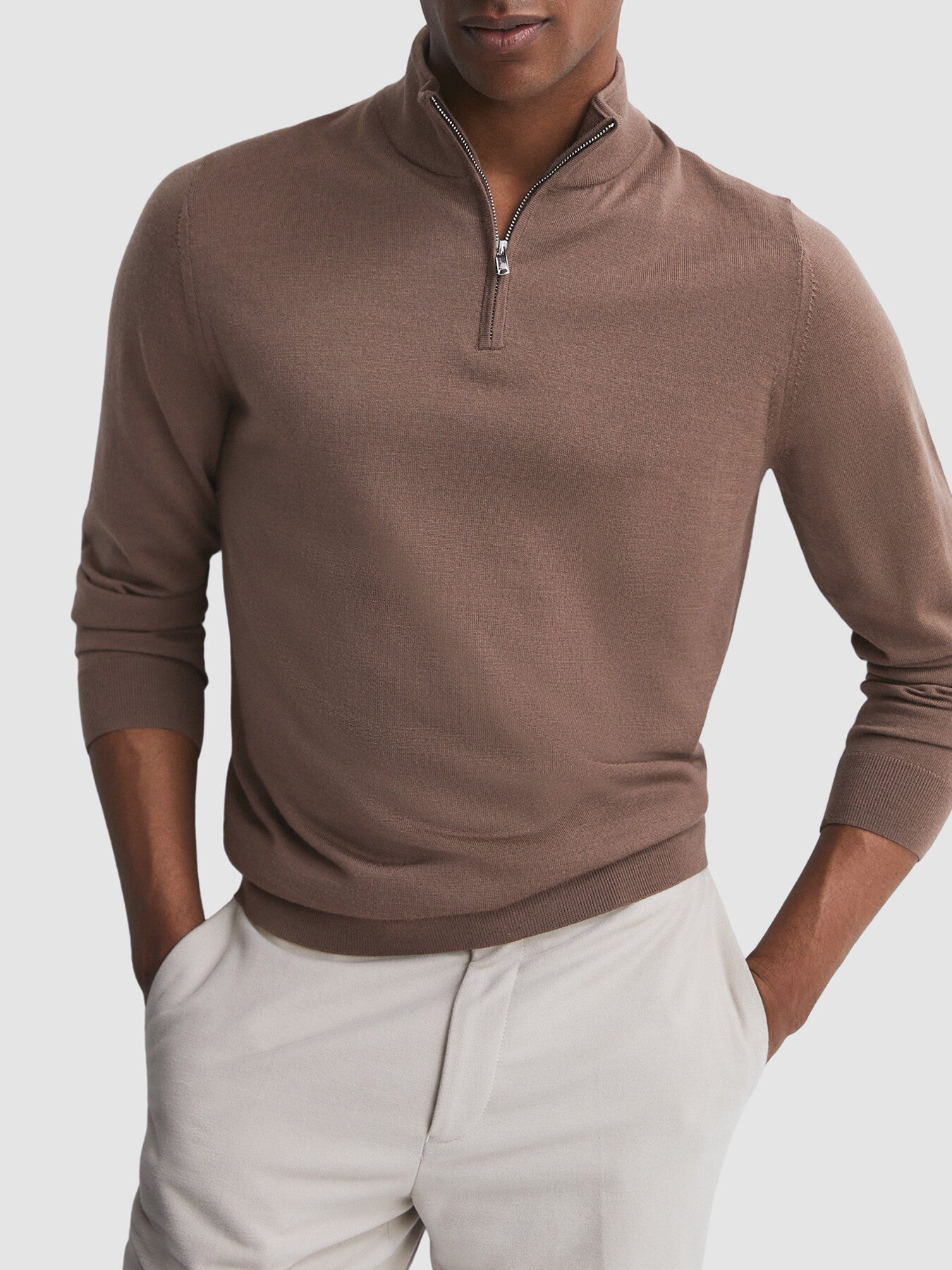 Blackhall Slim Fit Merino Wool Zip-Neck Jumper