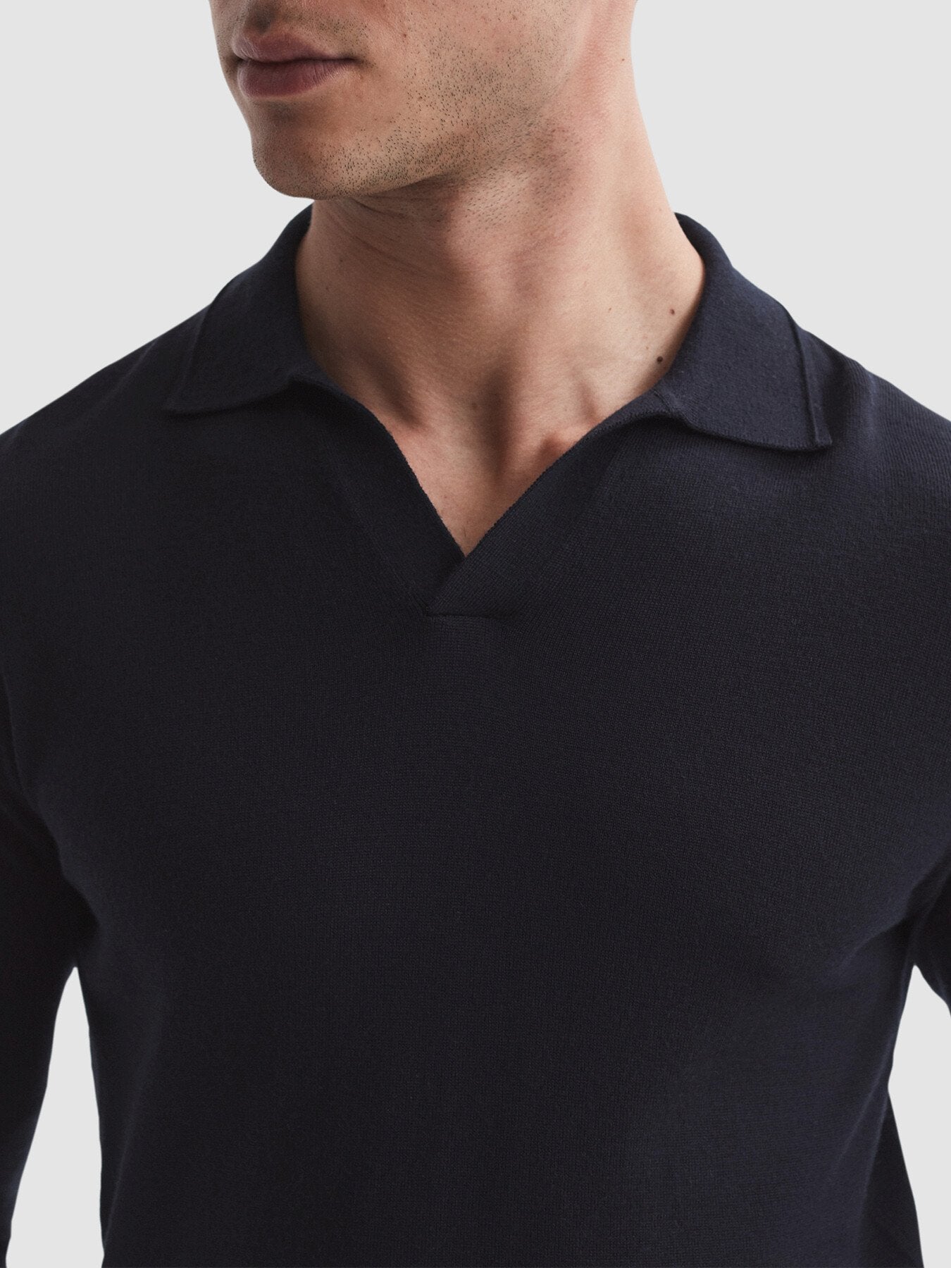 Milburn Merino Wool Open Collar Polo Shirt