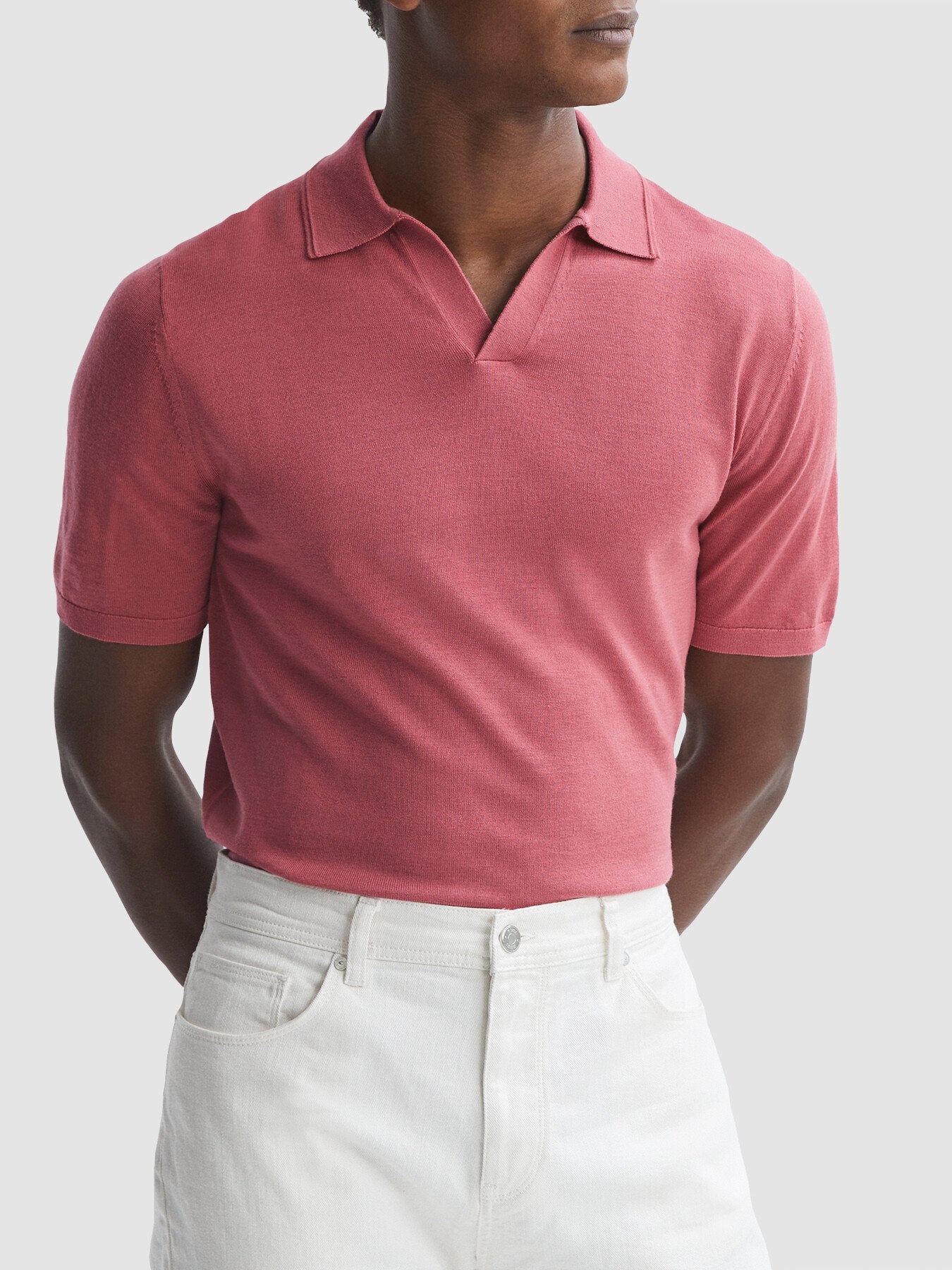 Duchie Merino Wool Open Collar Polo Shirt