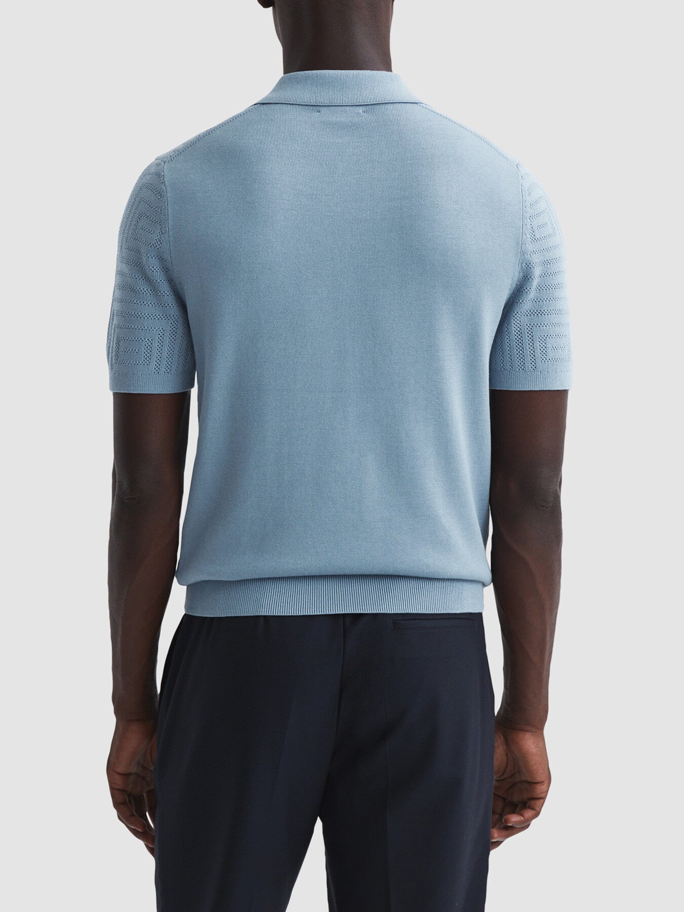 Pale BlueThames Slim Fit Knitted Cotton Shirt