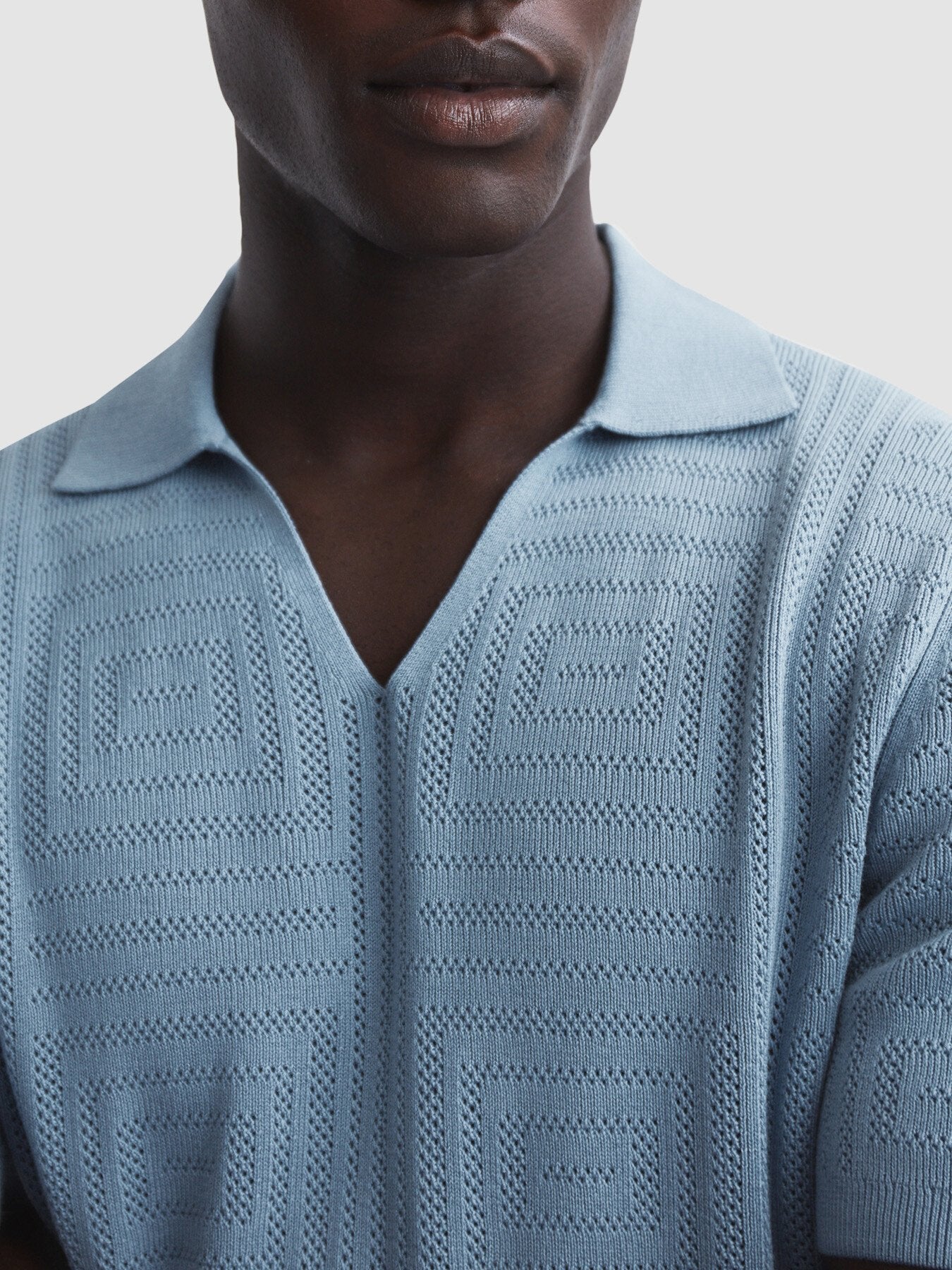 Pale BlueThames Slim Fit Knitted Cotton Shirt