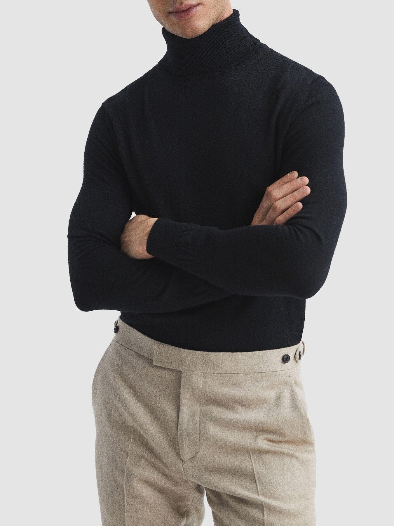 Caine Slim Fit Merino Wool Funnel Neck Jumper