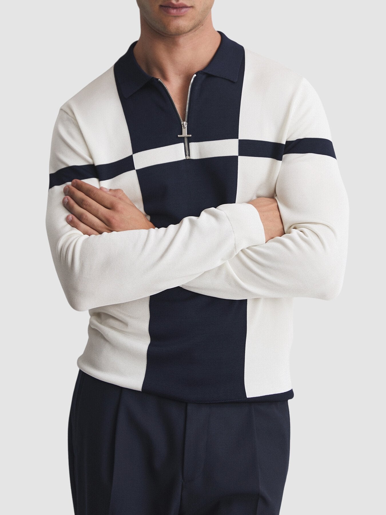 Langland Slim Fit Colourblock Half-Zip Neck Jumper