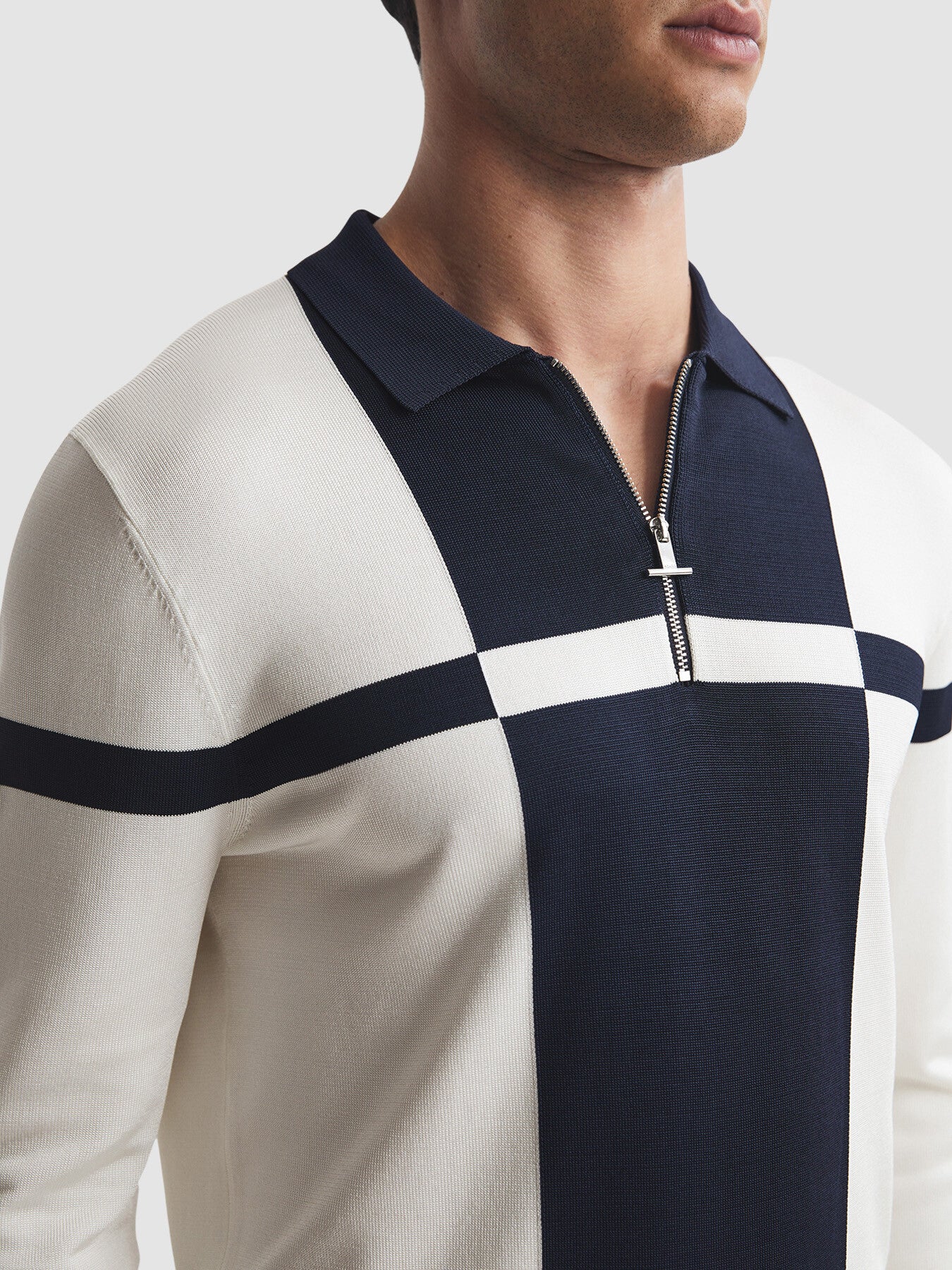 Langland Slim Fit Colourblock Half-Zip Neck Jumper