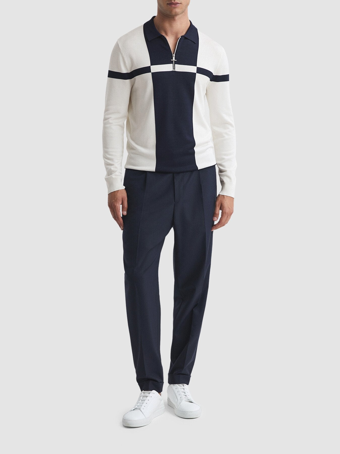 Langland Slim Fit Colourblock Half-Zip Neck Jumper