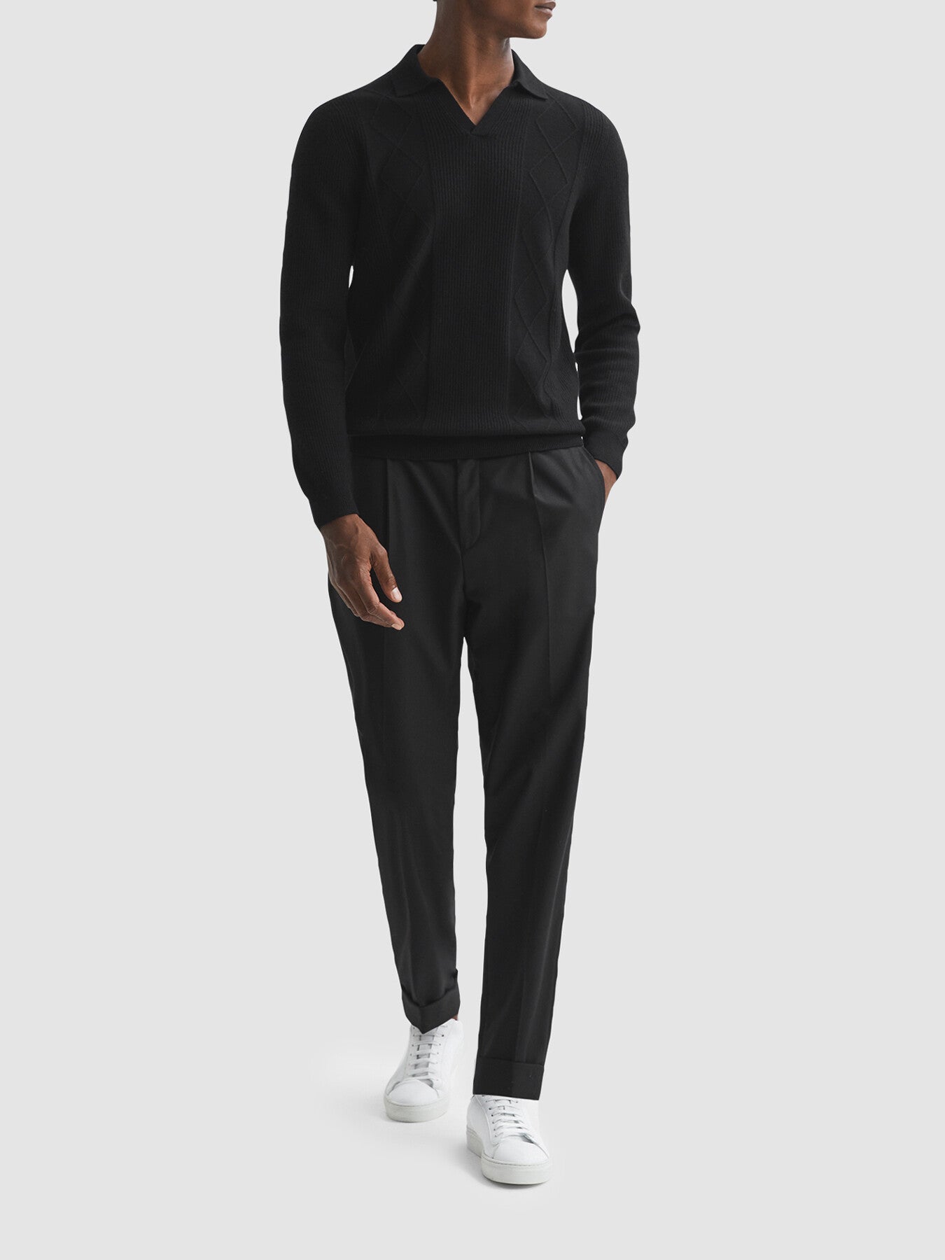 Malik Wool Open Collar Top