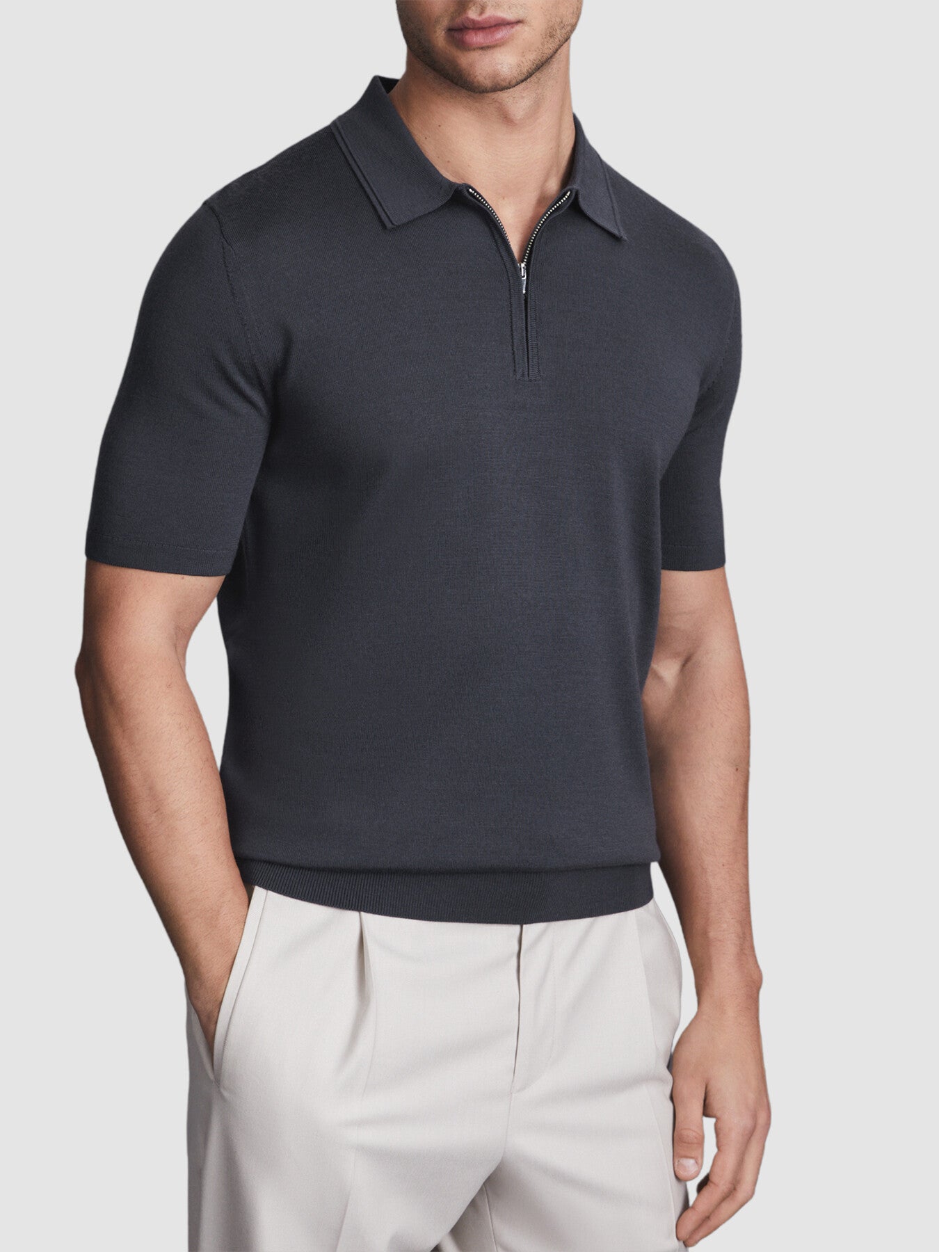 Maxwell Merino Wool Half-Zip Polo Shirt