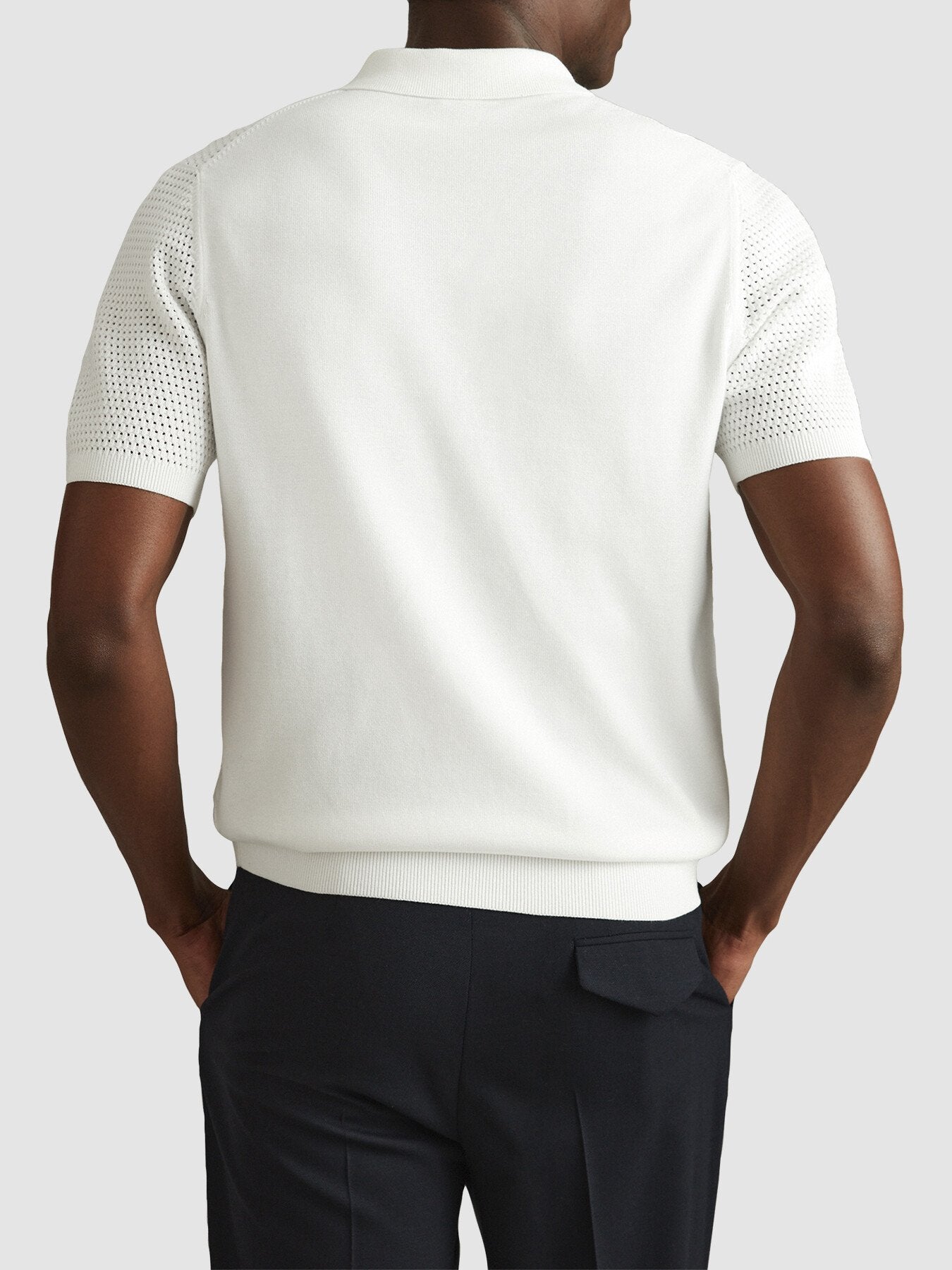 Burnham Cotton Blend Textured Half-Zip Polo Shirt