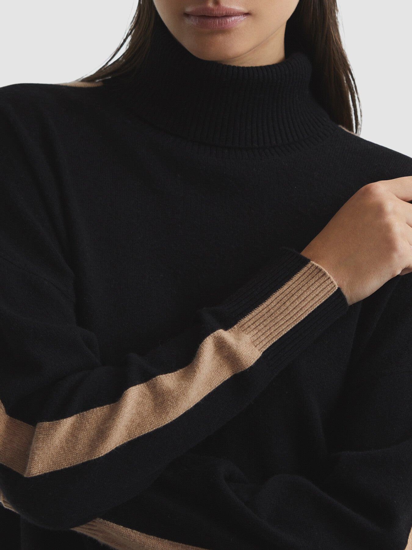 Nova Colourblock Knitted Roll Neck Jumper