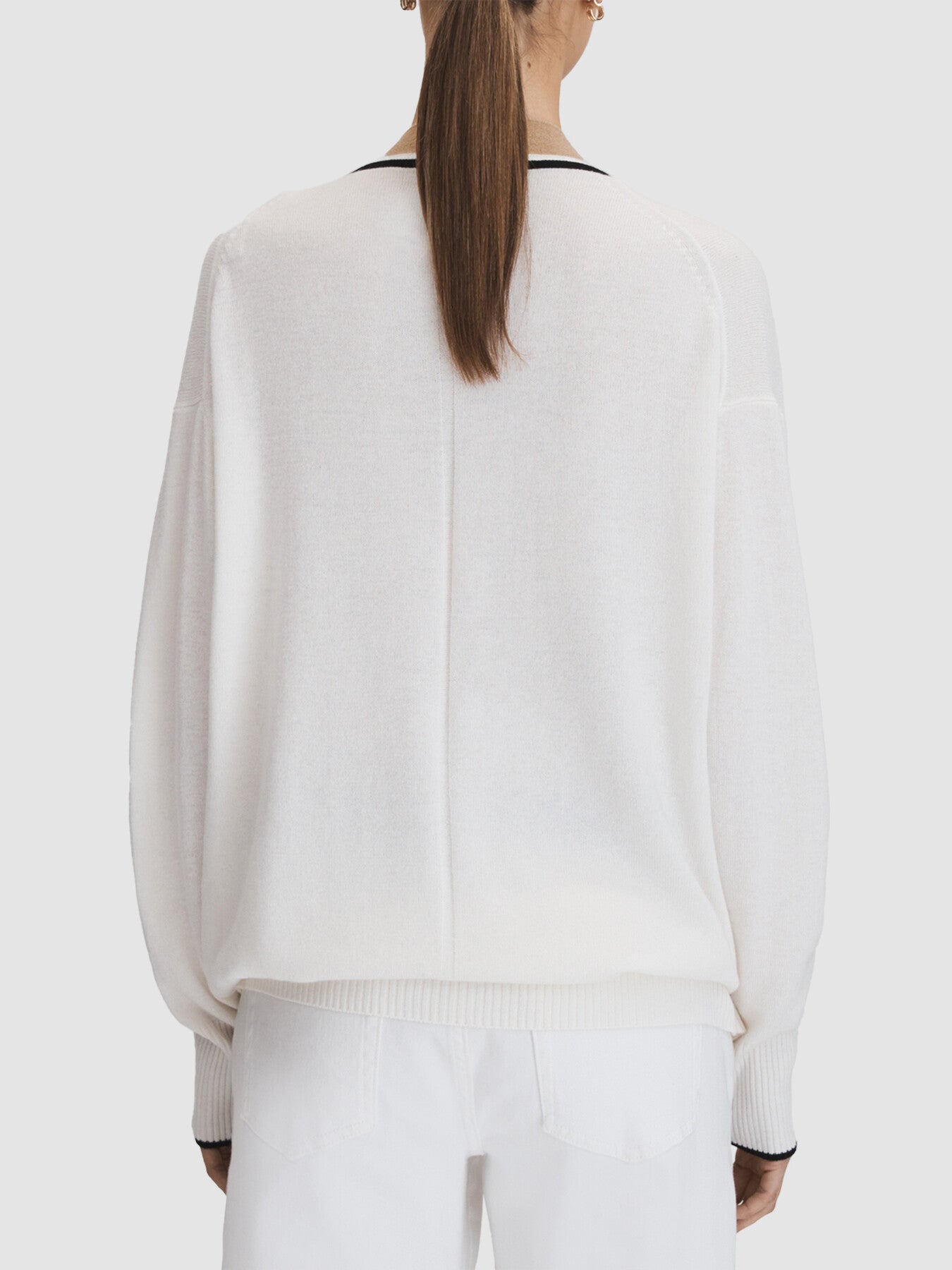 Carly Wool Blend Contrast Trim Cardigan