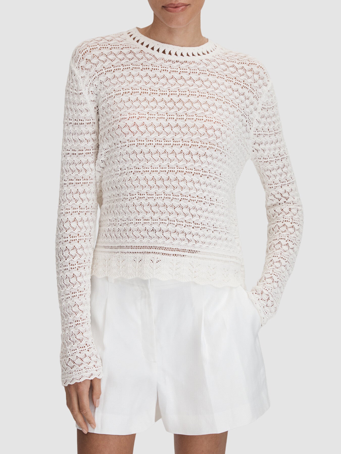 Sim Crochet Crew Neck Top