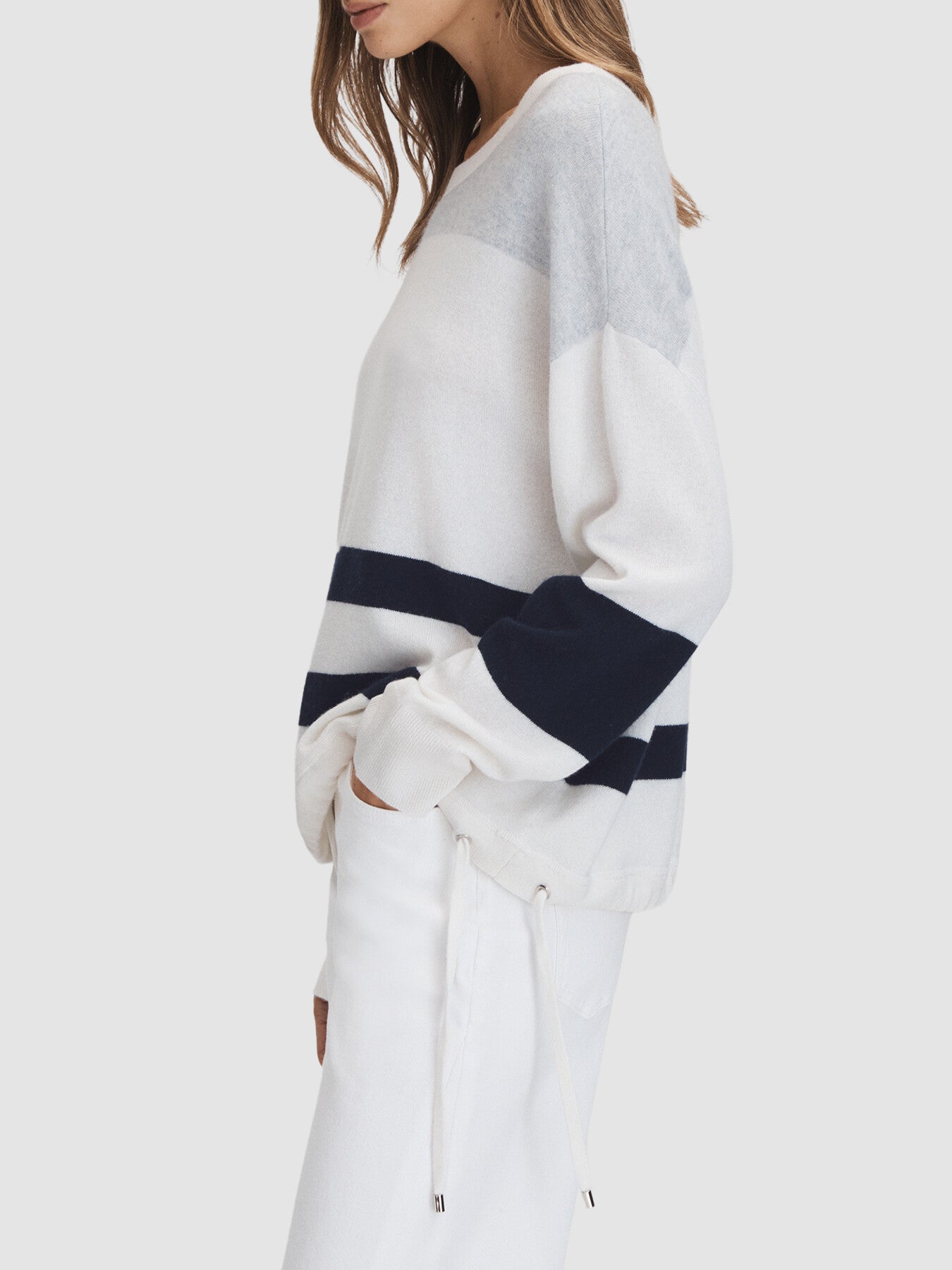 Allegra Wool Blend Striped Crew Neck Jumper