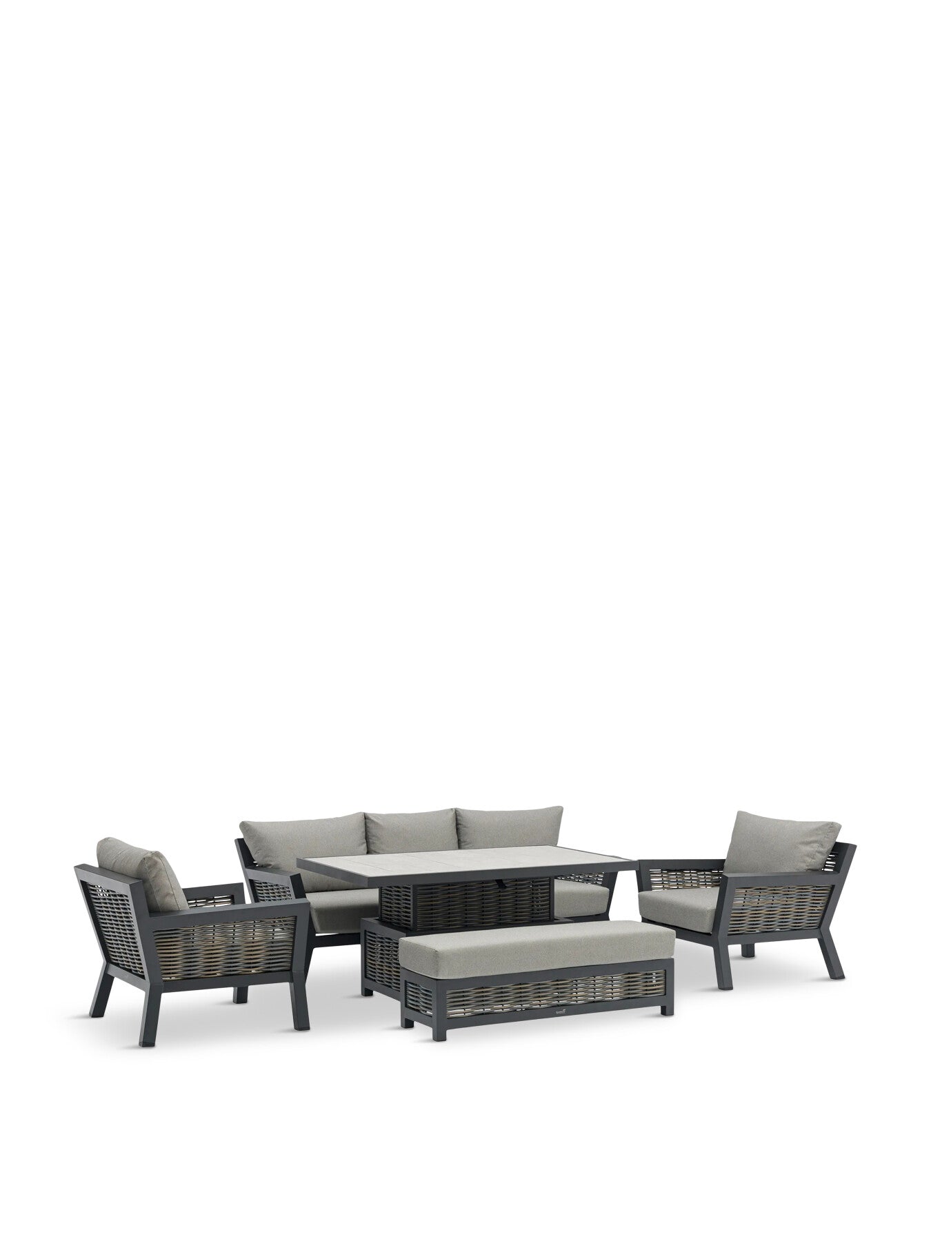 Tuscan Lounge Set with Adjustable Height Table, 3 Seat