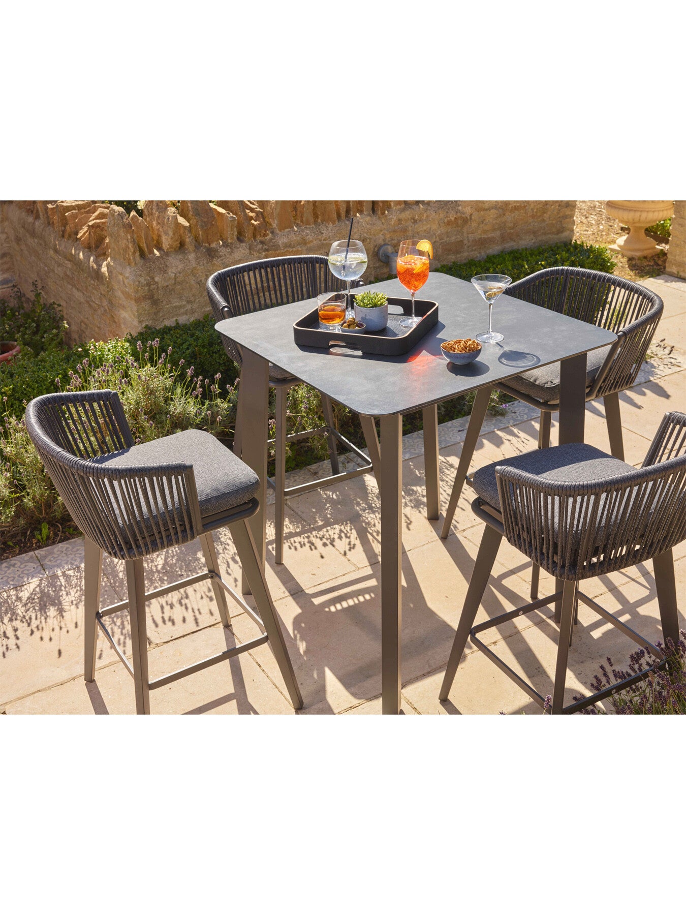 Palermo Bar Set with Square Bar Table and 4 Bar C