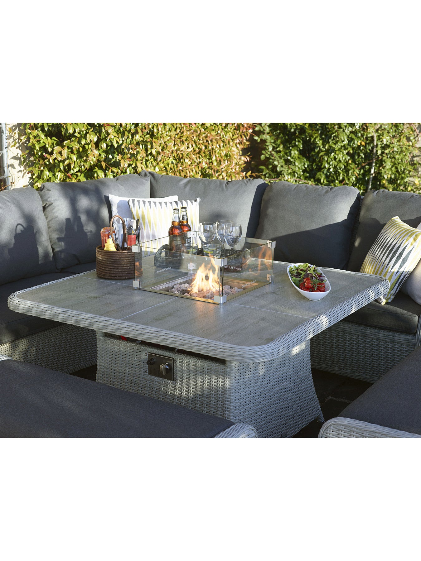 Monterey Modular Sofa Dining Table Set with Firepi