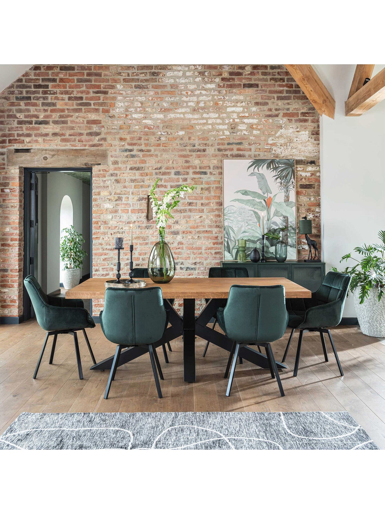 Navarro Solid Oak 200cm Dining Table With Black Metal