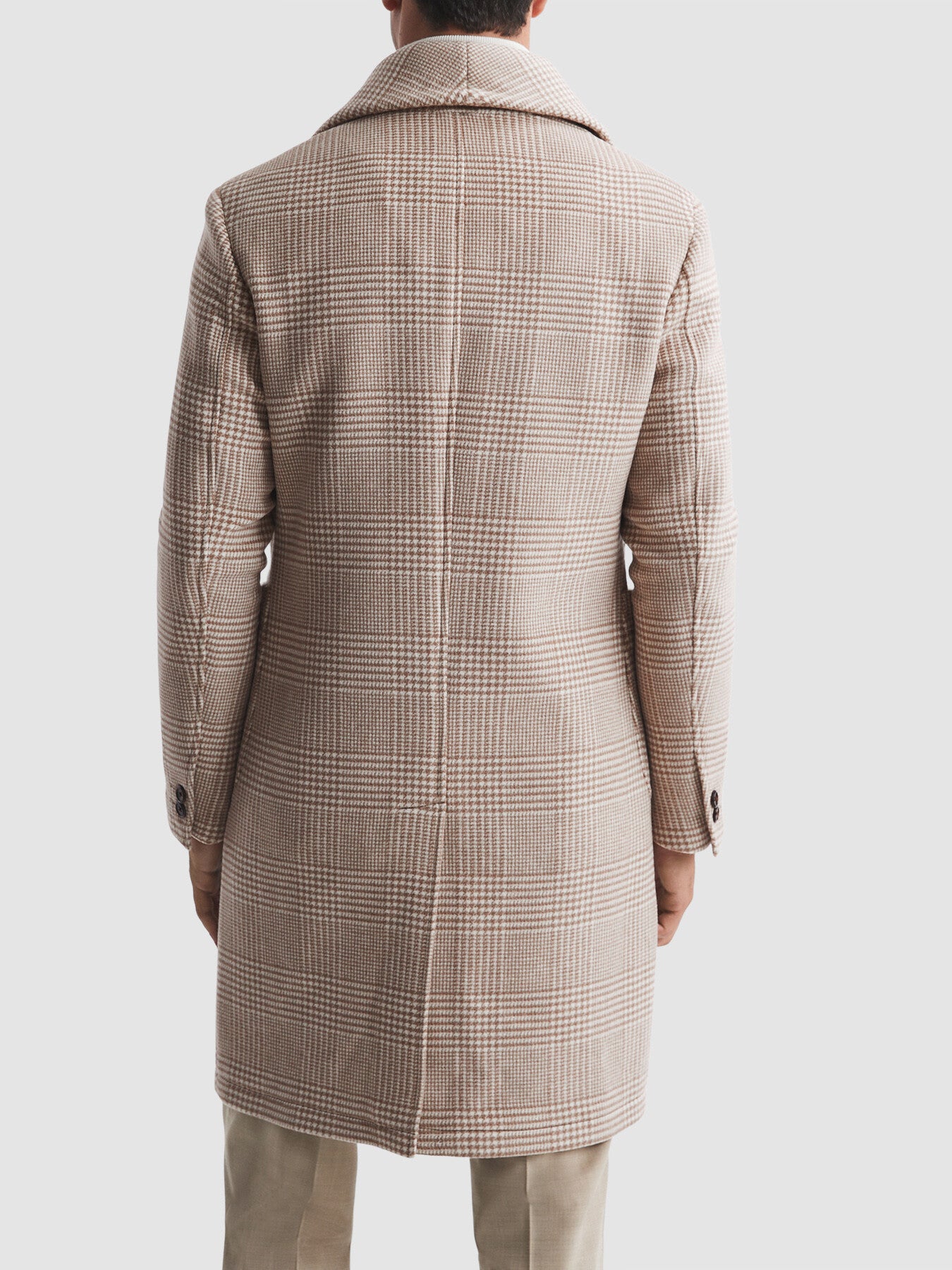 NaturalJackie Wool Check Faux Fur Lapel Coat