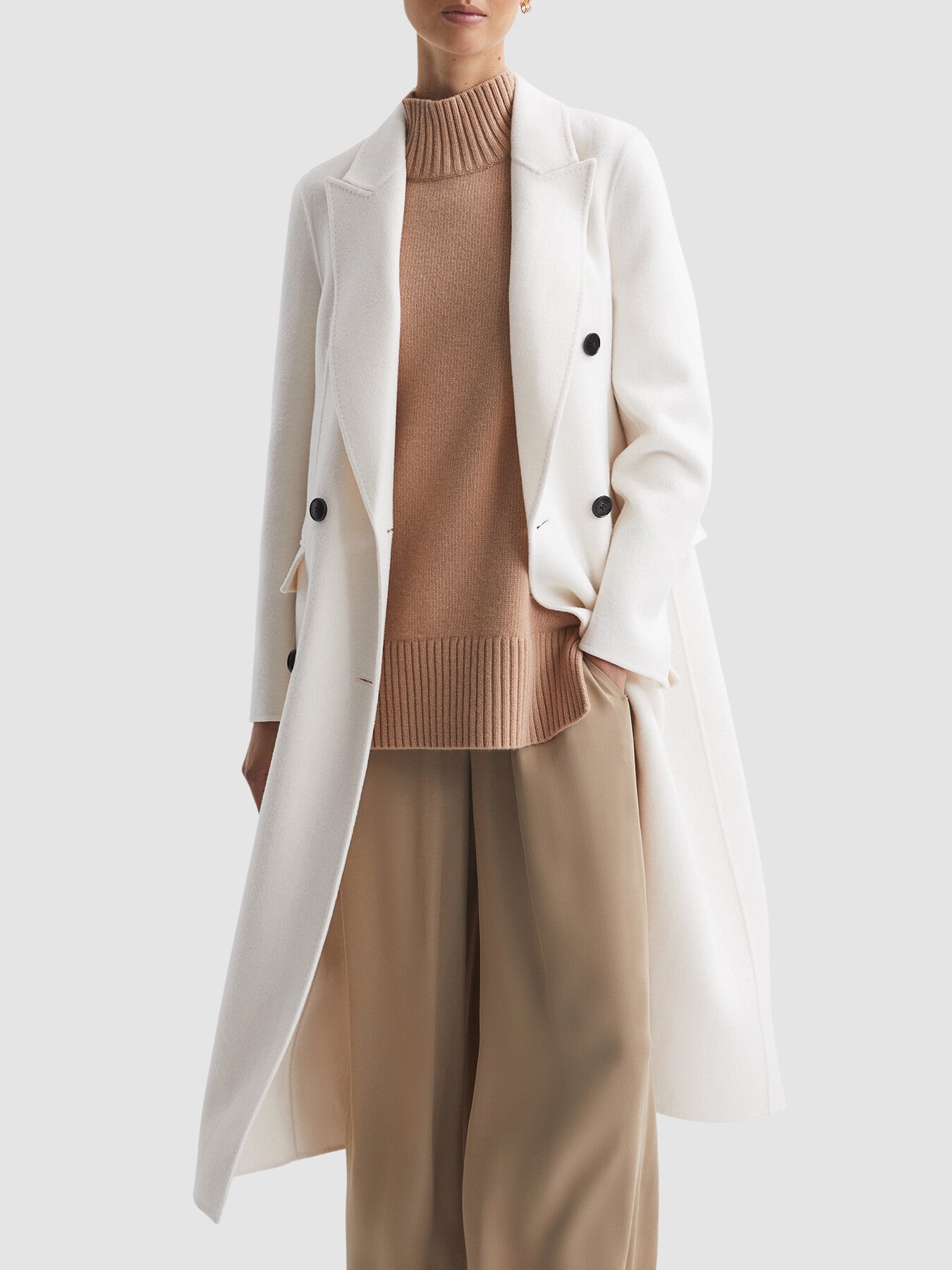 Arla Relaxed Wool Blend Blindseam Belted Coat