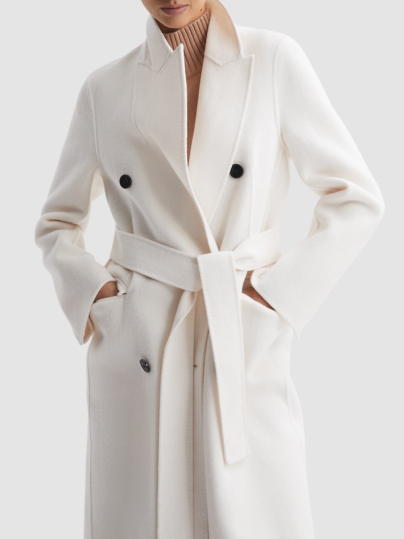Arla Relaxed Wool Blend Blindseam Belted Coat