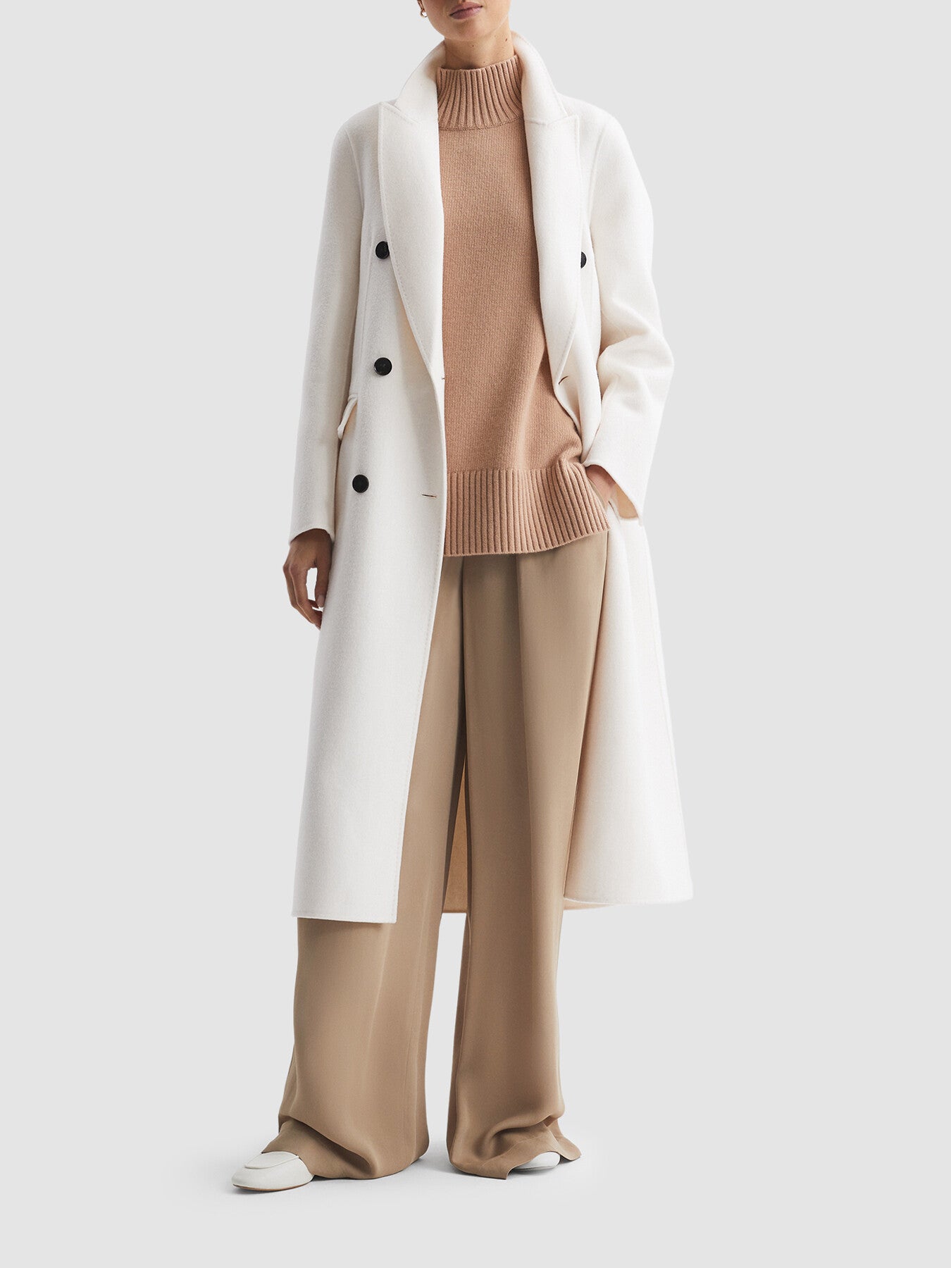 Arla Relaxed Wool Blend Blindseam Belted Coat