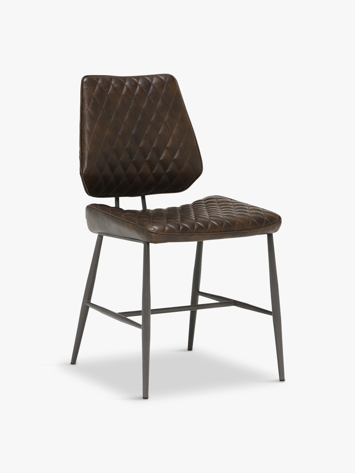 Hawley Quilted Dining Chair, Dark Brown
