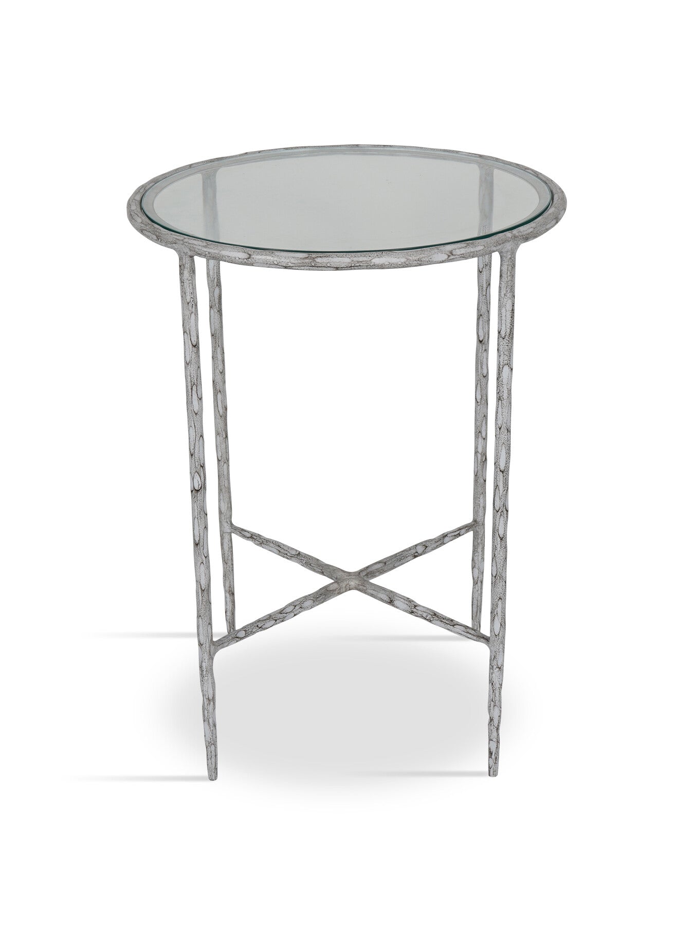 Patterdale Hand Forged Side Table White with Gla