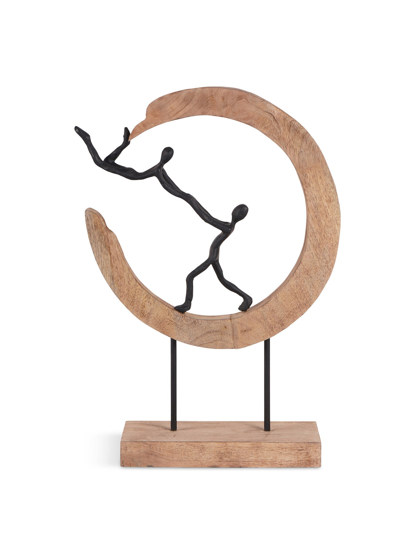 Playful People in Sculpture on Wooden Stand