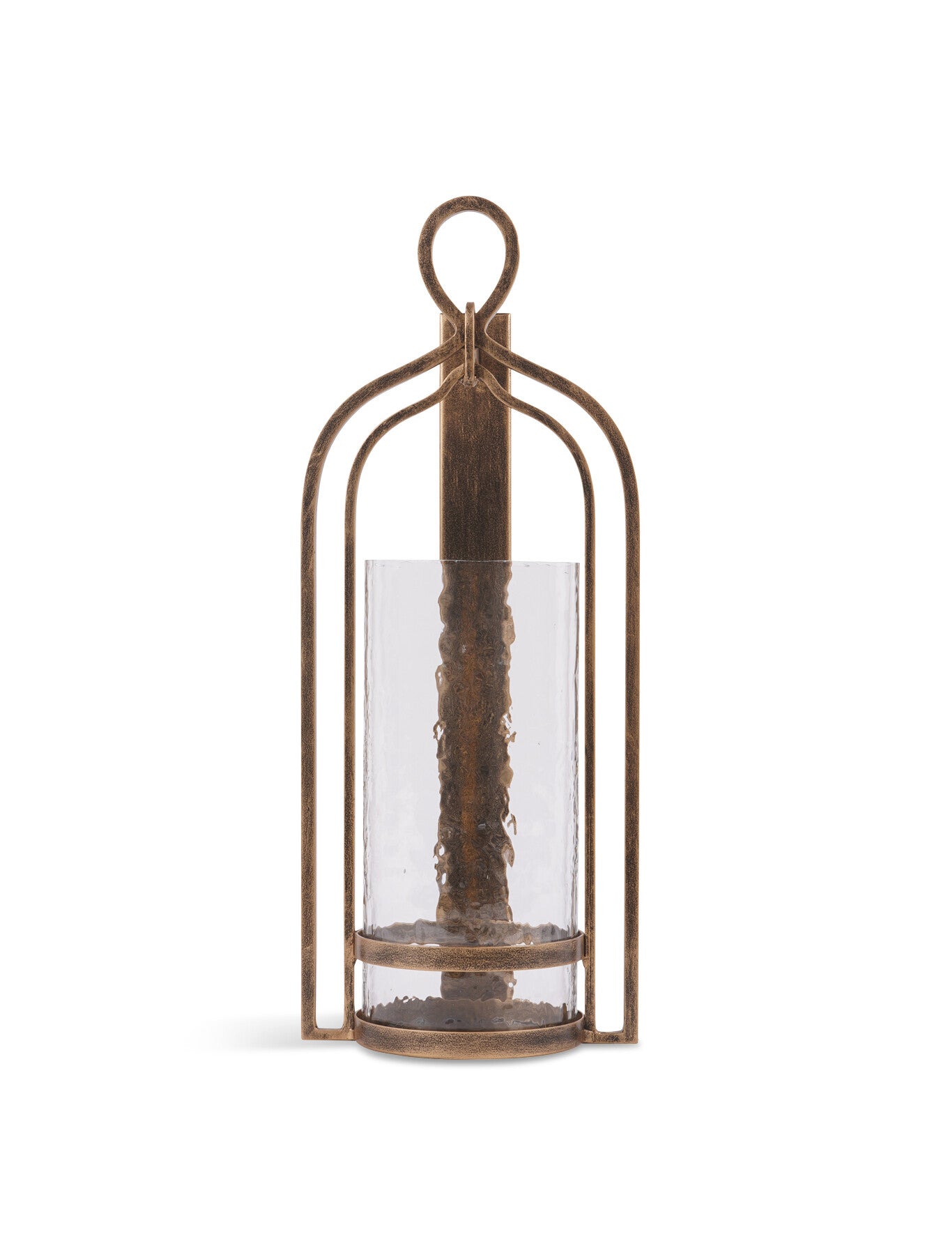 Large Aged Gold Loop Wall Sconce Hurricane