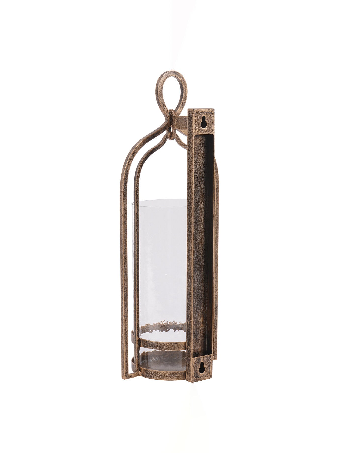 Large Aged Gold Loop Wall Sconce Hurricane