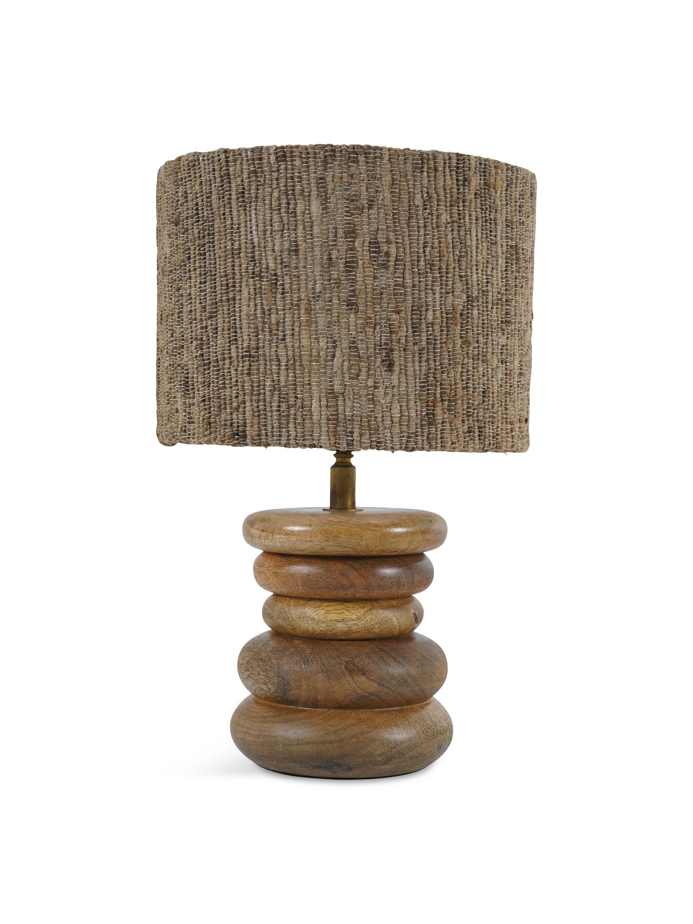 Leon Solid Wood Table Lamp with Silk Jute Shade Smal