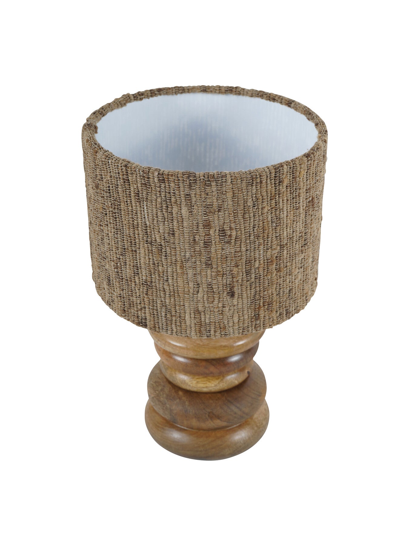 Leon Solid Wood Table Lamp with Silk Jute Shade Smal