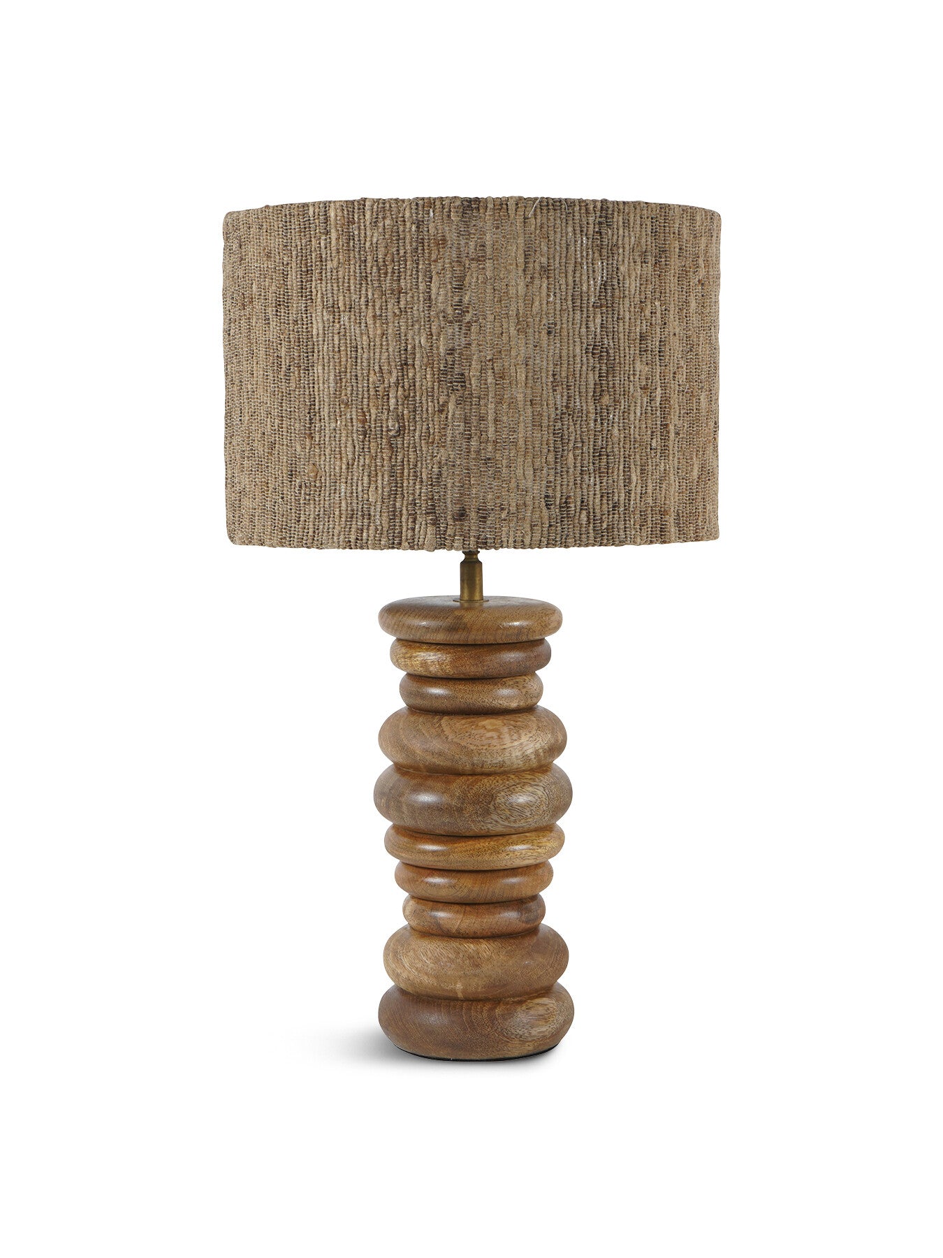 Leon Solid Wood Table Lamp with Silk Jute Shade Larg