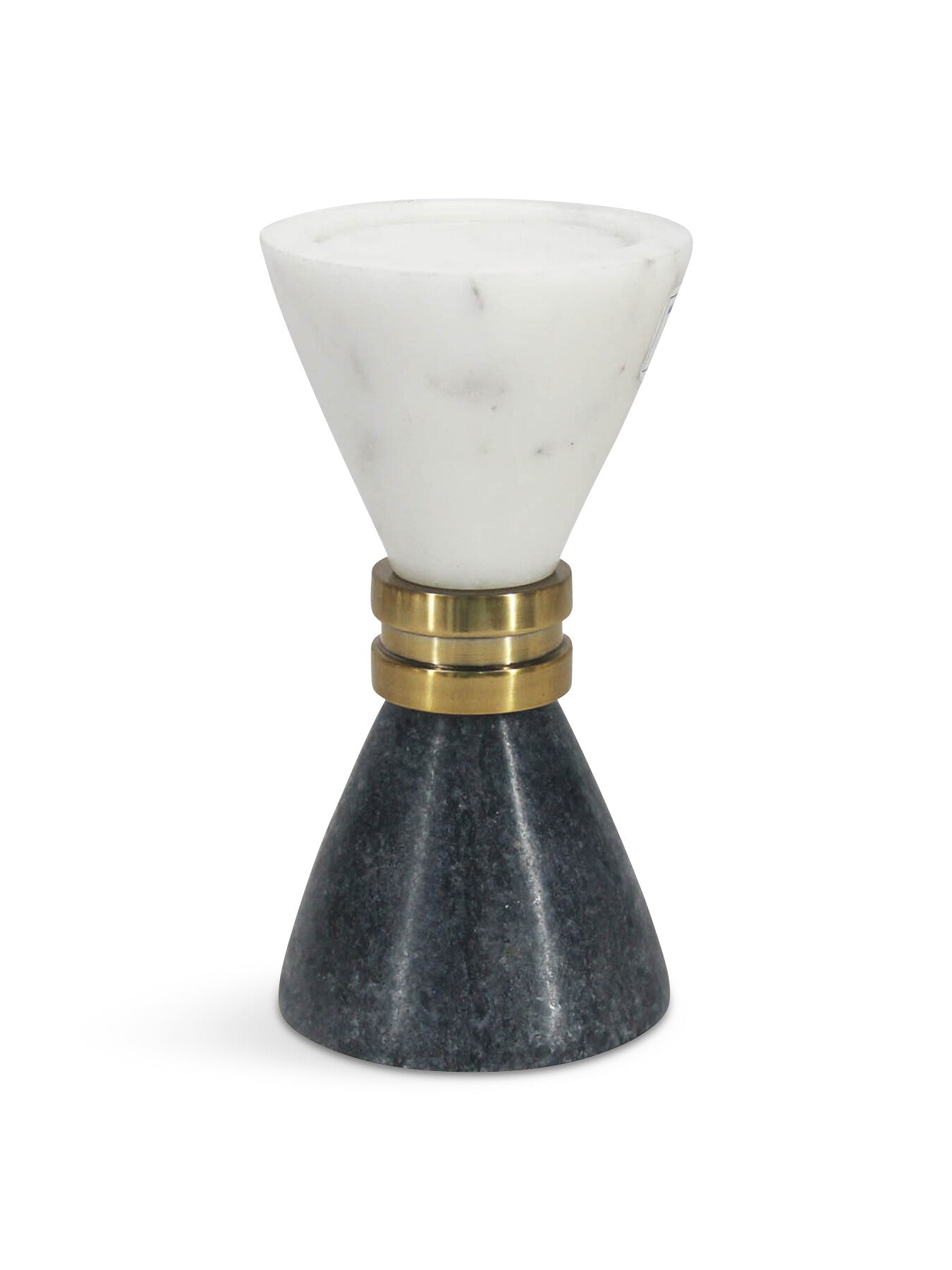 Marble Candle Holder White & Black with Brass Tr
