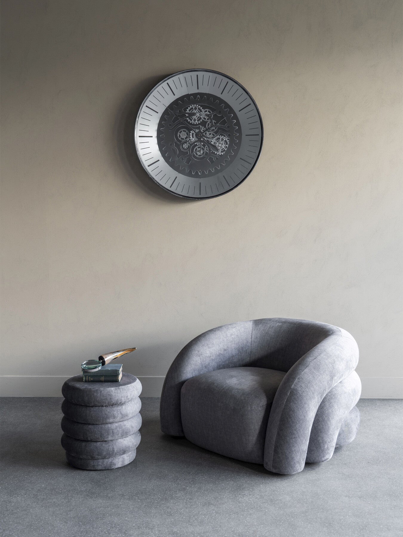 Palladium Wall Clock with moving Dials Black N