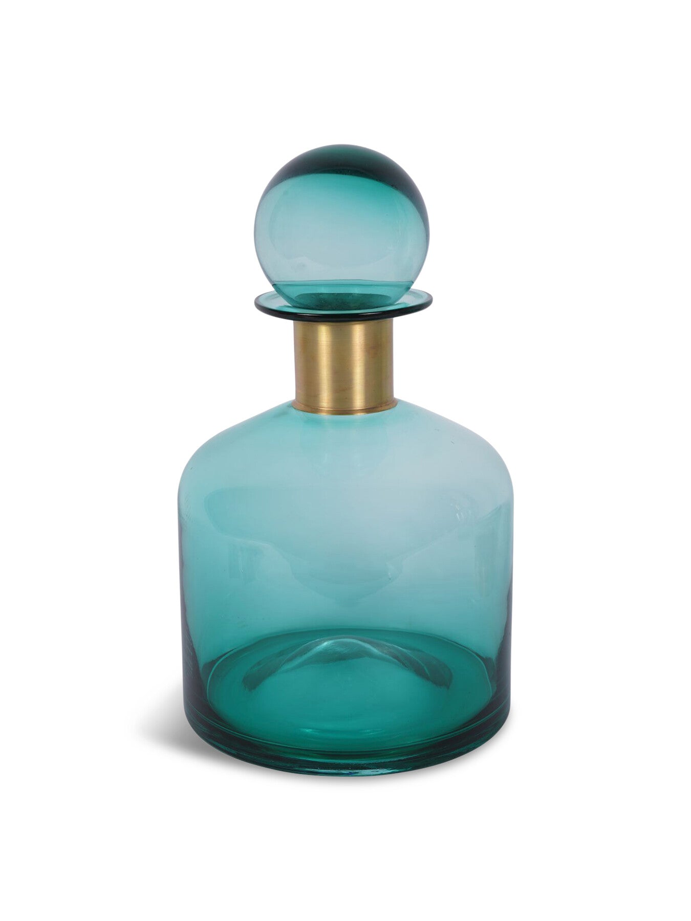 Jorum Collection Glass Bottle Wide with Lid Brass Detai
