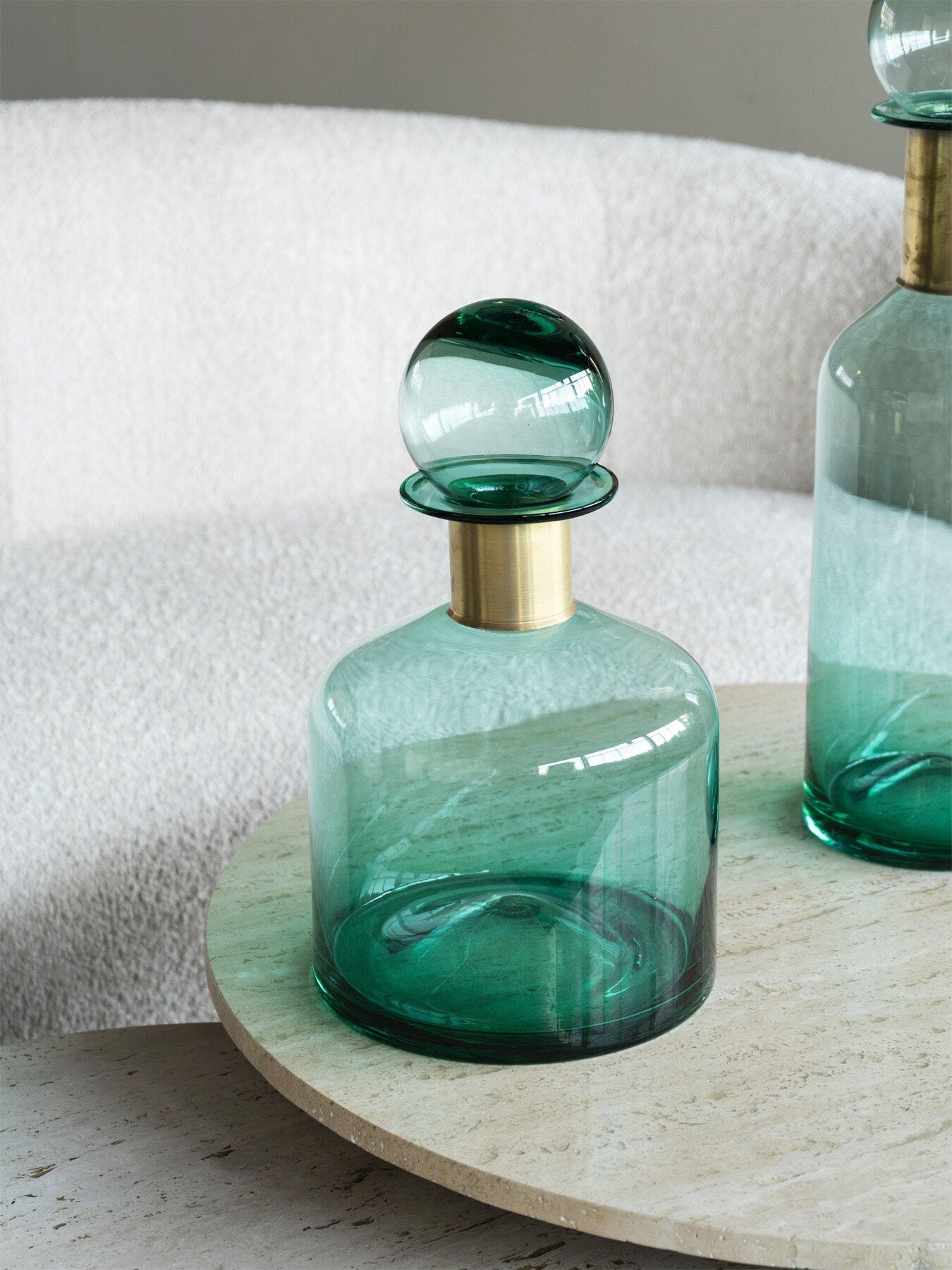 Jorum Collection Glass Bottle Wide with Lid Brass Detai