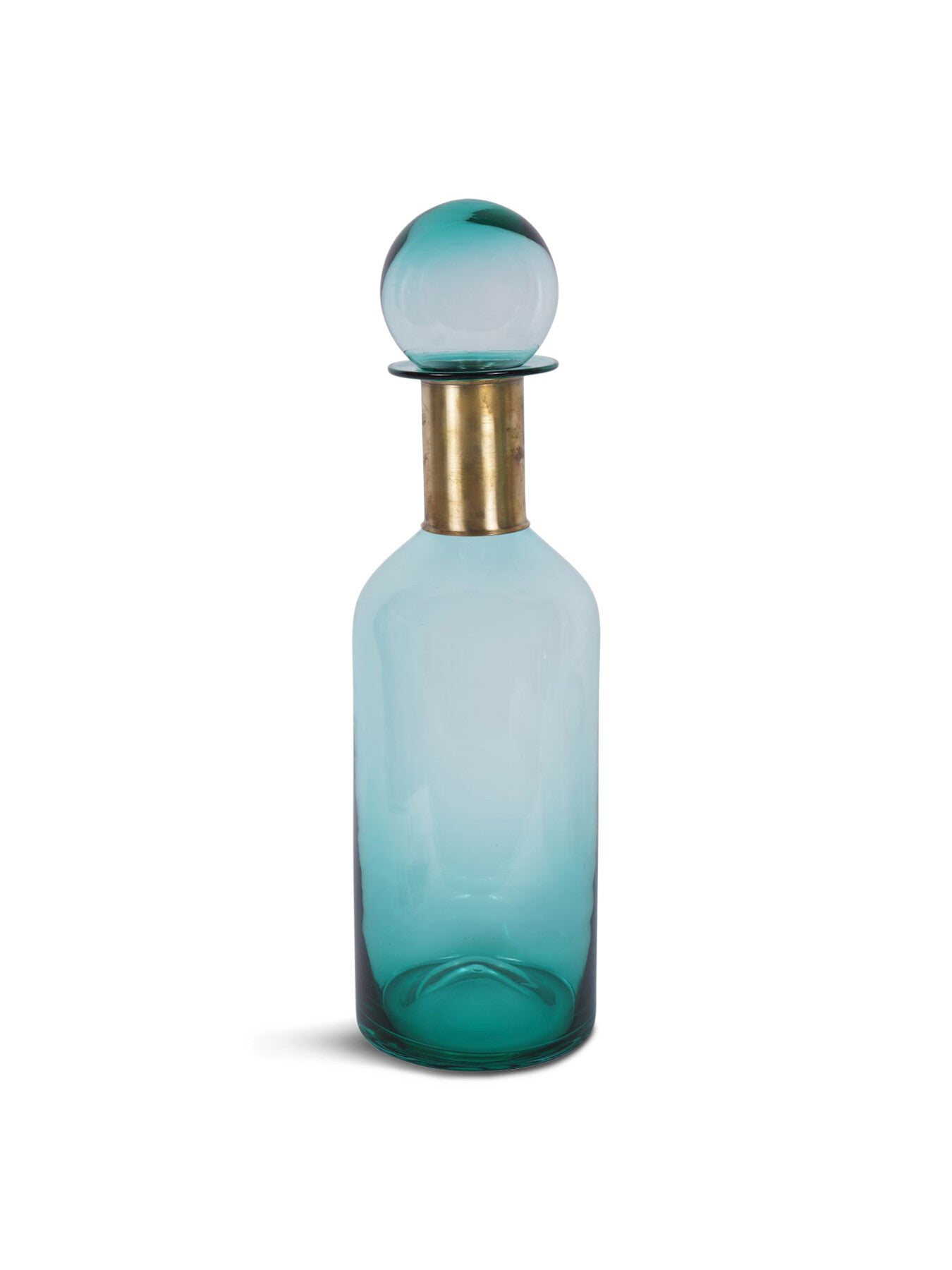 Jorum Collection Glass Bottle Tall with Lid Brass Detai