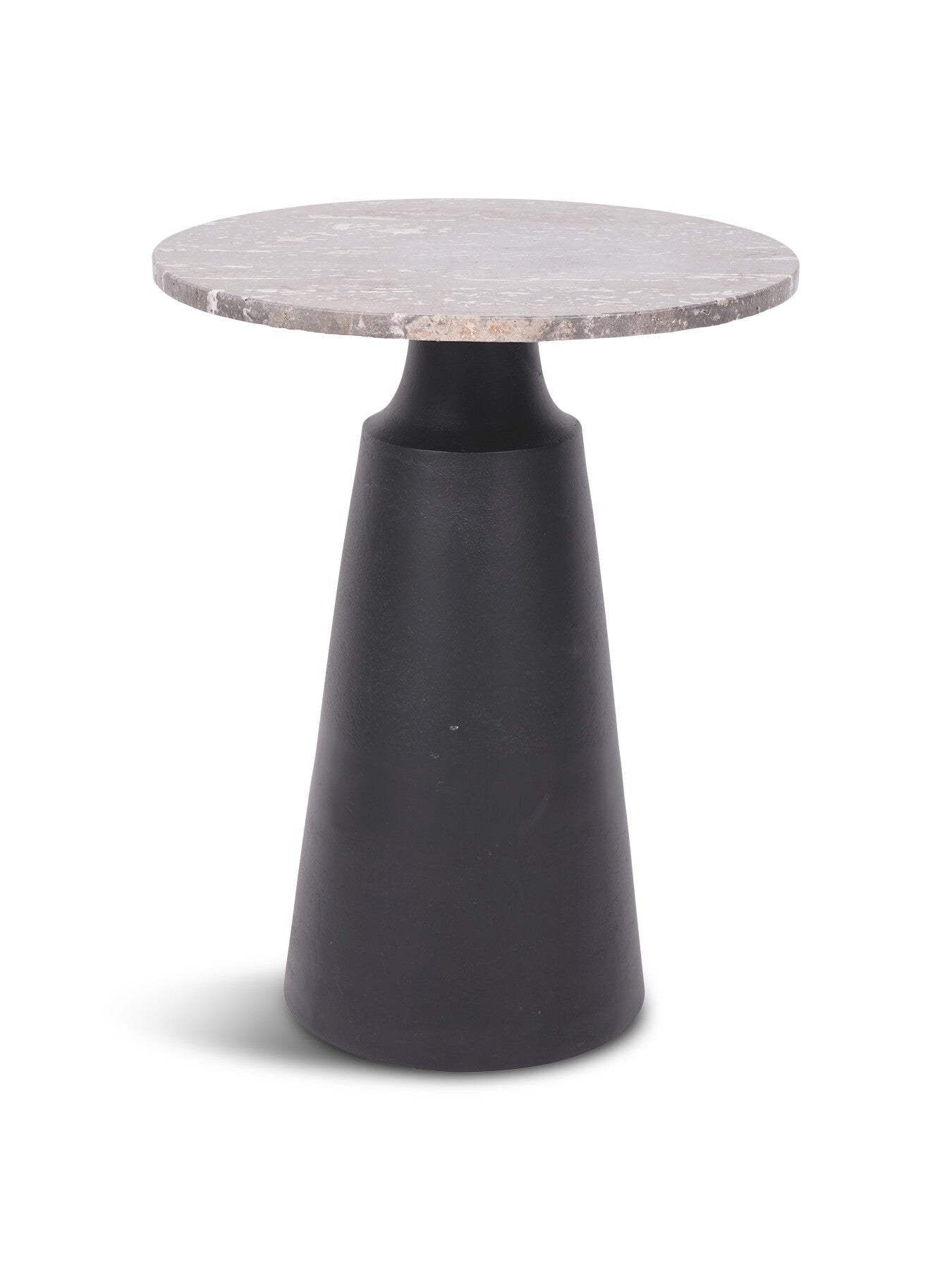 Clifton II Charcoal Black and Dark Travertine Side Tabl