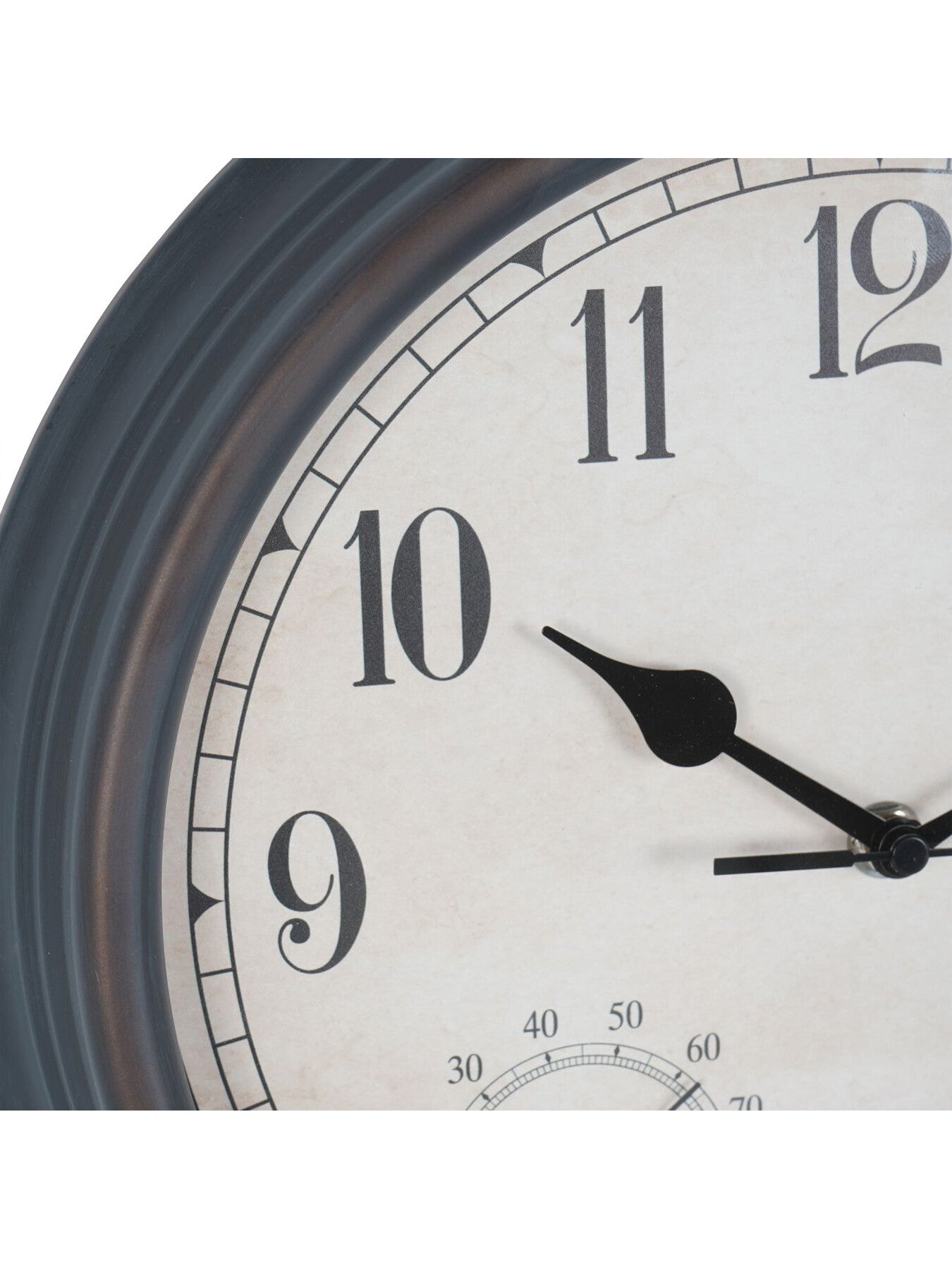 Outdoor Antiqued Metal Clock with Temperature