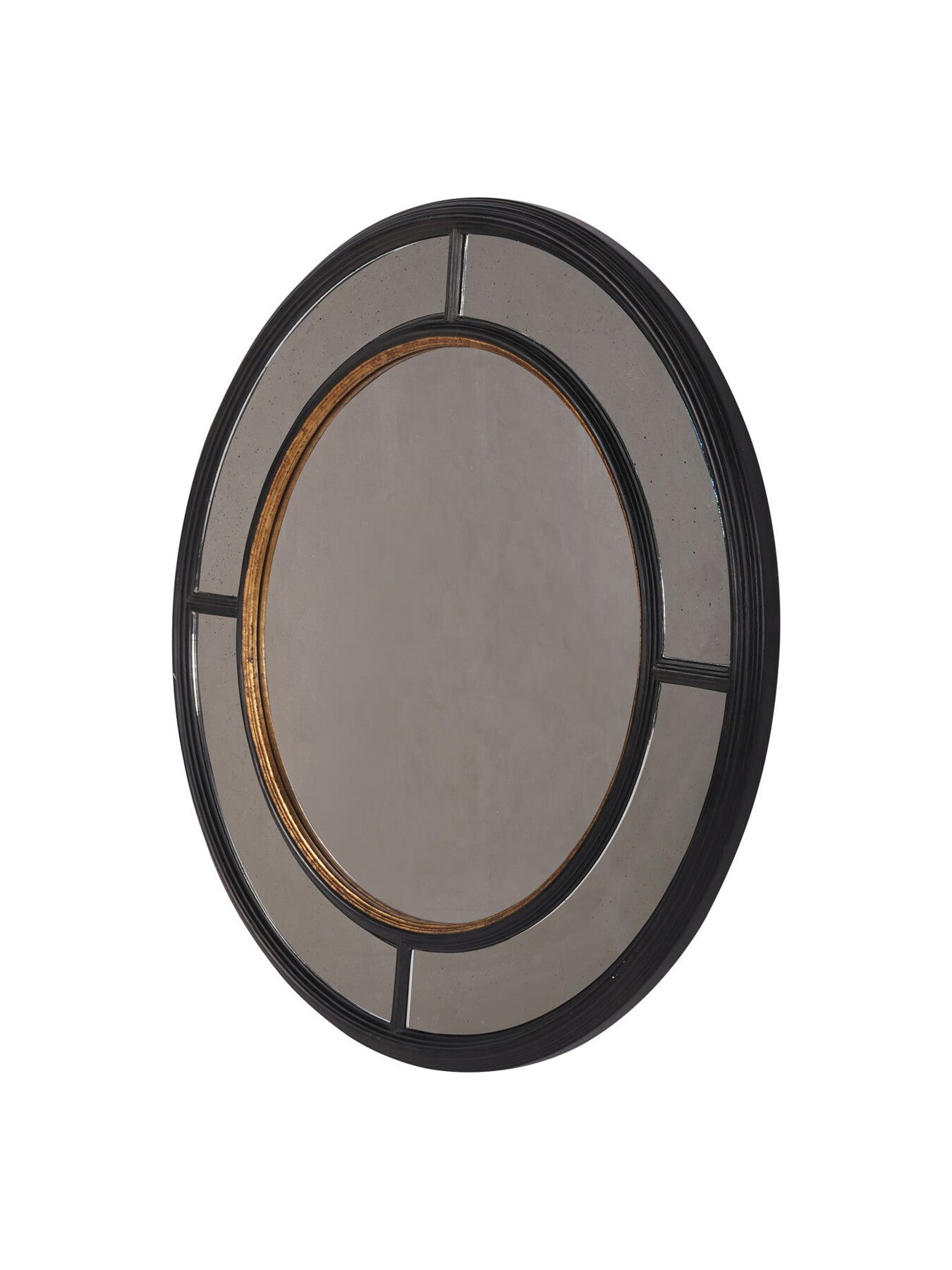 Adelaide Antique Black Frame Round Mir
