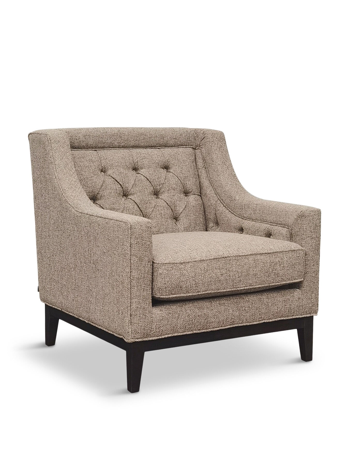 Theodore Buttoned Armchair Dark Taupe