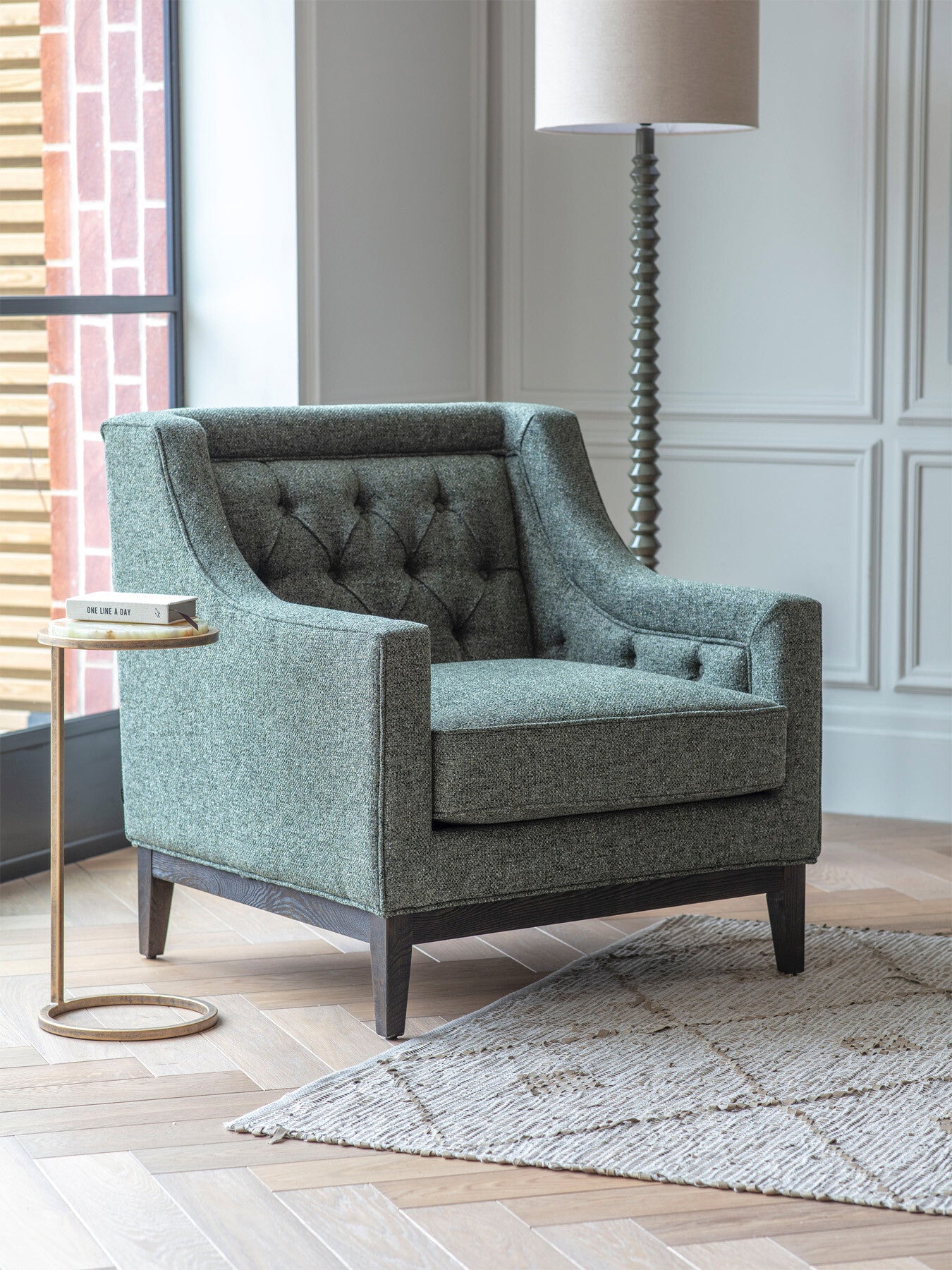 Theodore Buttoned Armchair Forest Green