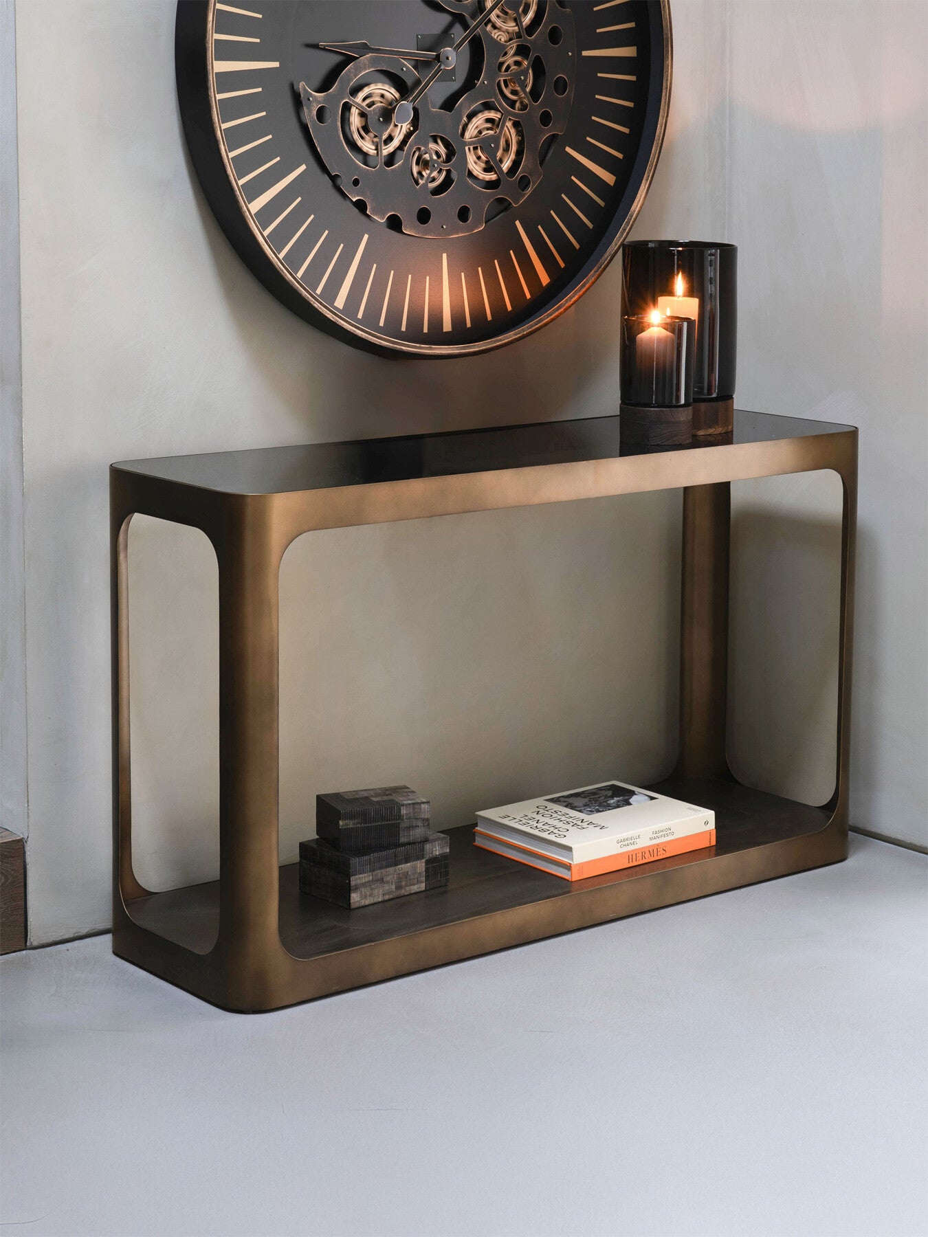 Thorpe Metal and Glass Console Table