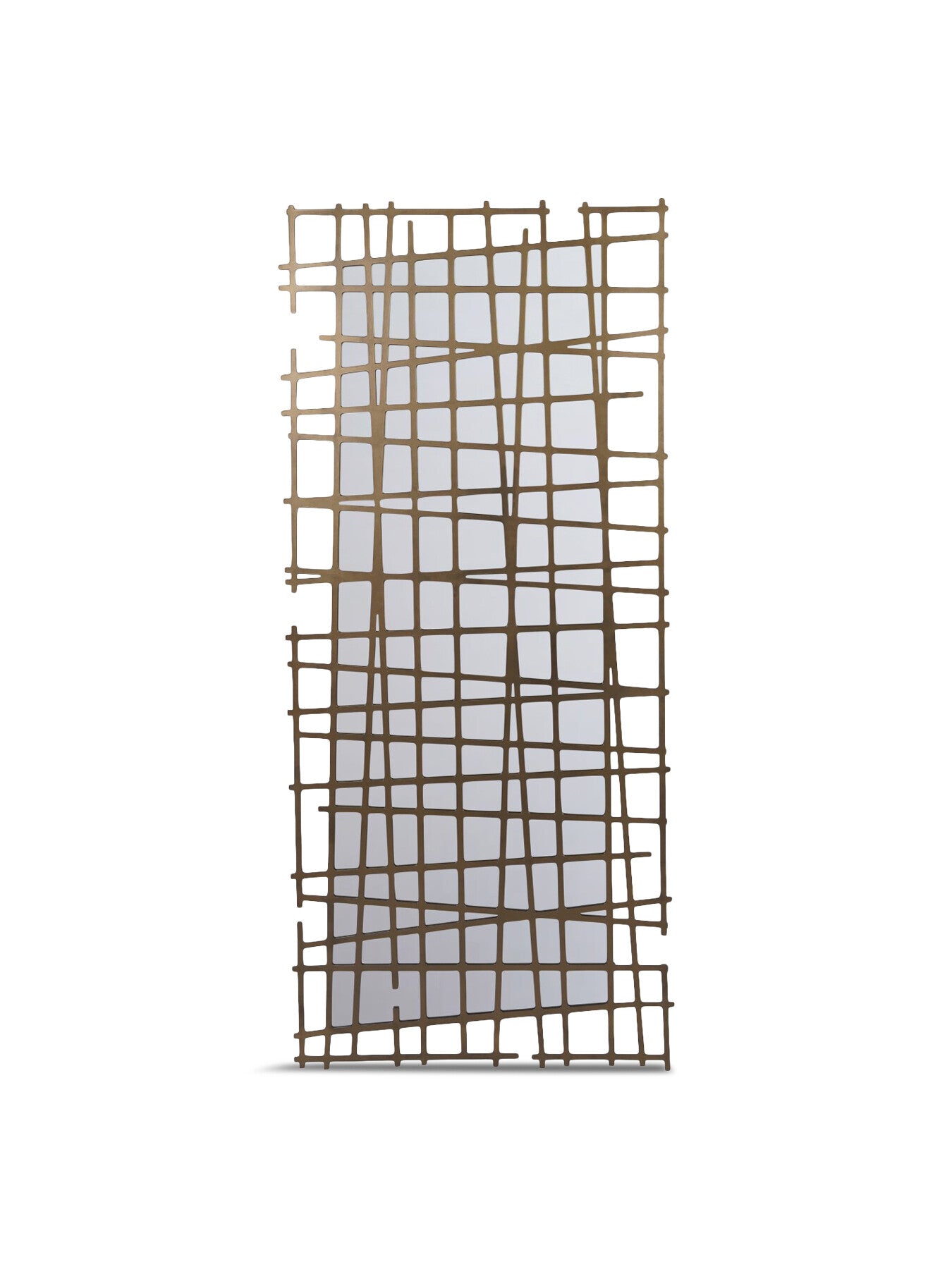 Lattice Wall Decor Mirror Brass Finish